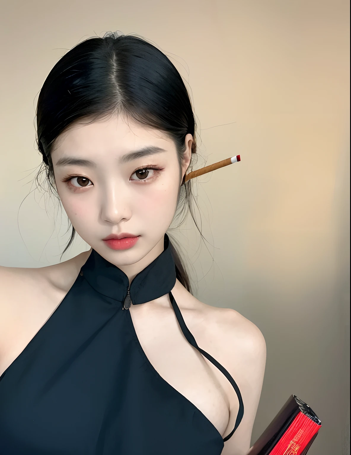 There is a woman with a cigarette in her hand and a cigarette in her hand, Mulher sul-coreana bonita, menina coreana, Beautiful Asian girl, asian features, linda mulher coreana jovem, maquiagem sul-coreana popular, Mulher coreana, mulher coreana jovem bonita, Deusa japonesa, Ulzzang, japanese model, maquiagem coreana popular, Asian face, gorgeous chinese model, young adorable korean face