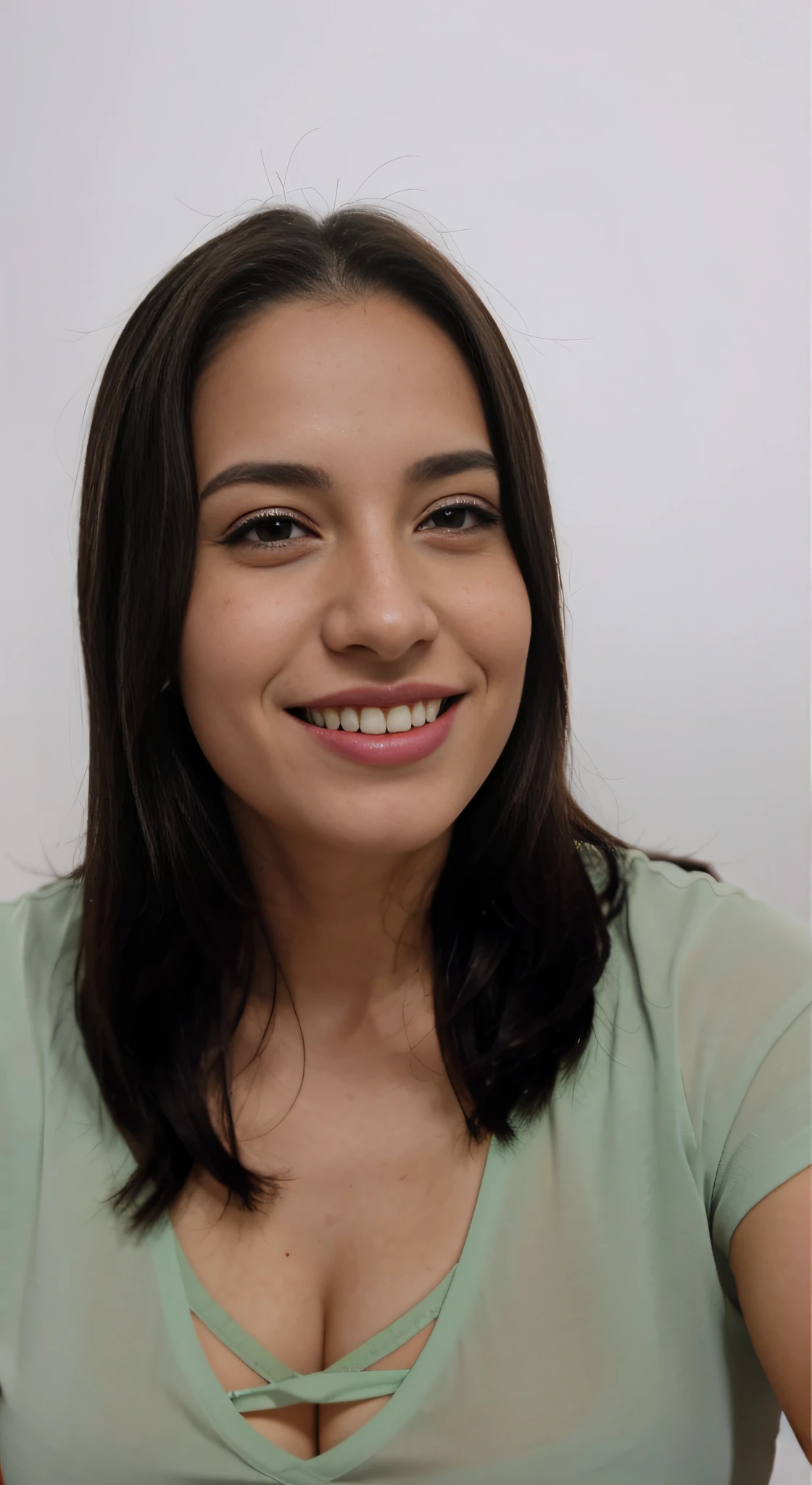 mulher sorridente com uma camisa verde segurando um bolo vermelho e branco, Alanis Guillen, Parece Fabiula Nascimento, imagem frontal, fernanda suarez, Mulher de 30 anos de Cuba, Malika Favre, Directed by: Nandor Soldier, andrea rocha, julia fuentes, icaro carvalho, Adriana DXIM