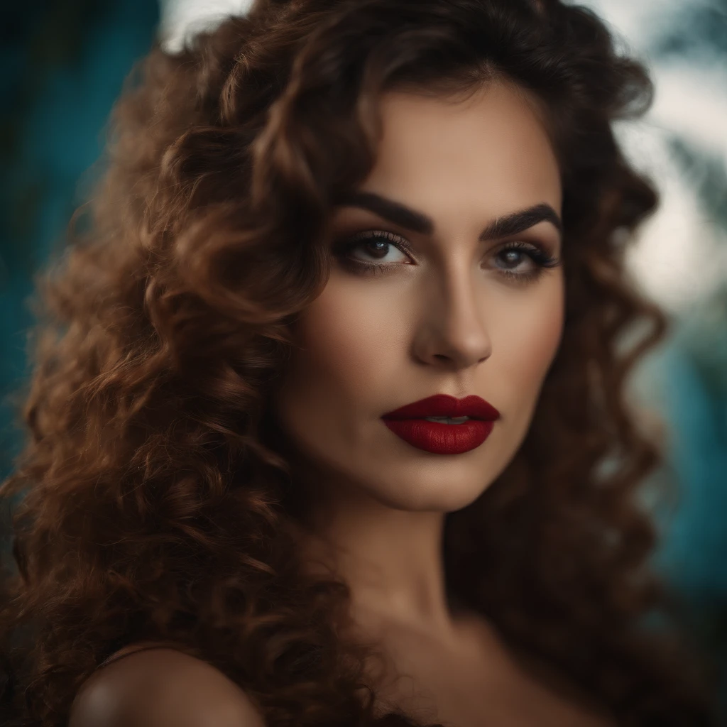 cabelos azuis claros, olhos turquesa, long eyelashes, Big Red Lips, olhos de damasco, beleza, Girly, curly hair, princesa