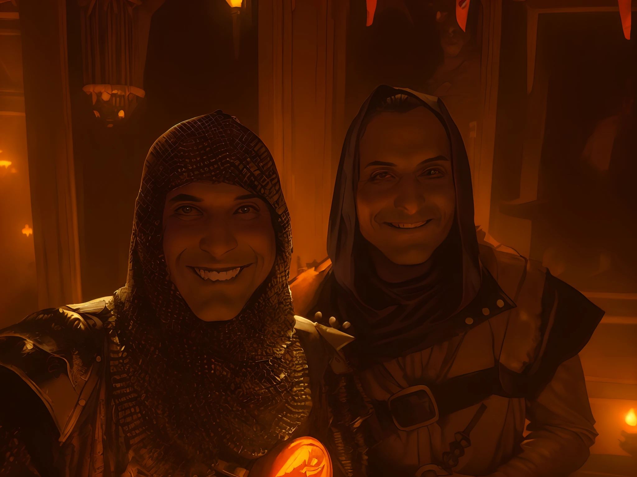 they are dressed up for a halloween party and posing for a picture, with a male pirate partner, mars ravelo and greg rutkowski, dressed as a knight, d & d party, greg rutkowski and wayne barlowe, marc simonetti and jeffrey smith, profile image, craig mullins and greg rutkowski, by Bernie D’Andrea