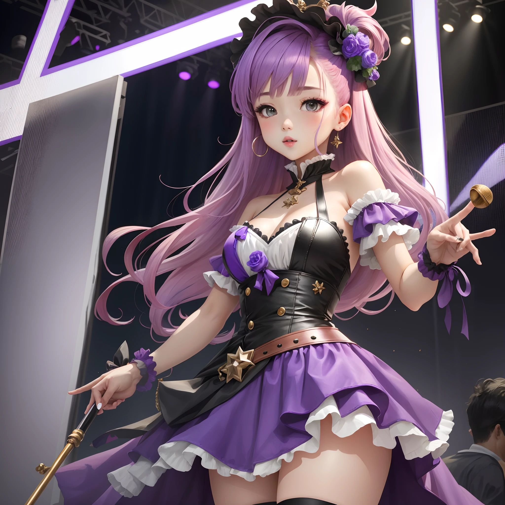 (masterpiece, 最high quality, 最high quality, Official Art, beautifully、aesthetic:1.2), (Chibi Character:1.3、2:2:1.3、2 people), Very detailed,colorful,Most detailed,night、深night、Degrees of Freedom:1.8、Anatomically correct、(Dynamic pose), , (Shiny skin), (Many colors:1.4), beautiful、Japanese、Maid、Super big breasts:1.99、Small waist:1.3、High resolution、high quality、high resolution、Realistic、realism、Photorealistic、Realistic textured face and body、Anatomically correct、beautiful、Rainbow Hair、realism、Realistic、Photorealistic、Raw photo、超A high  resolution  、SLR、Octane Rendering、dynamicポーズ、Dynamic Action、Sharp Eye、Heavy makeup、dynamic、Dynamic Action、Detailed Background、