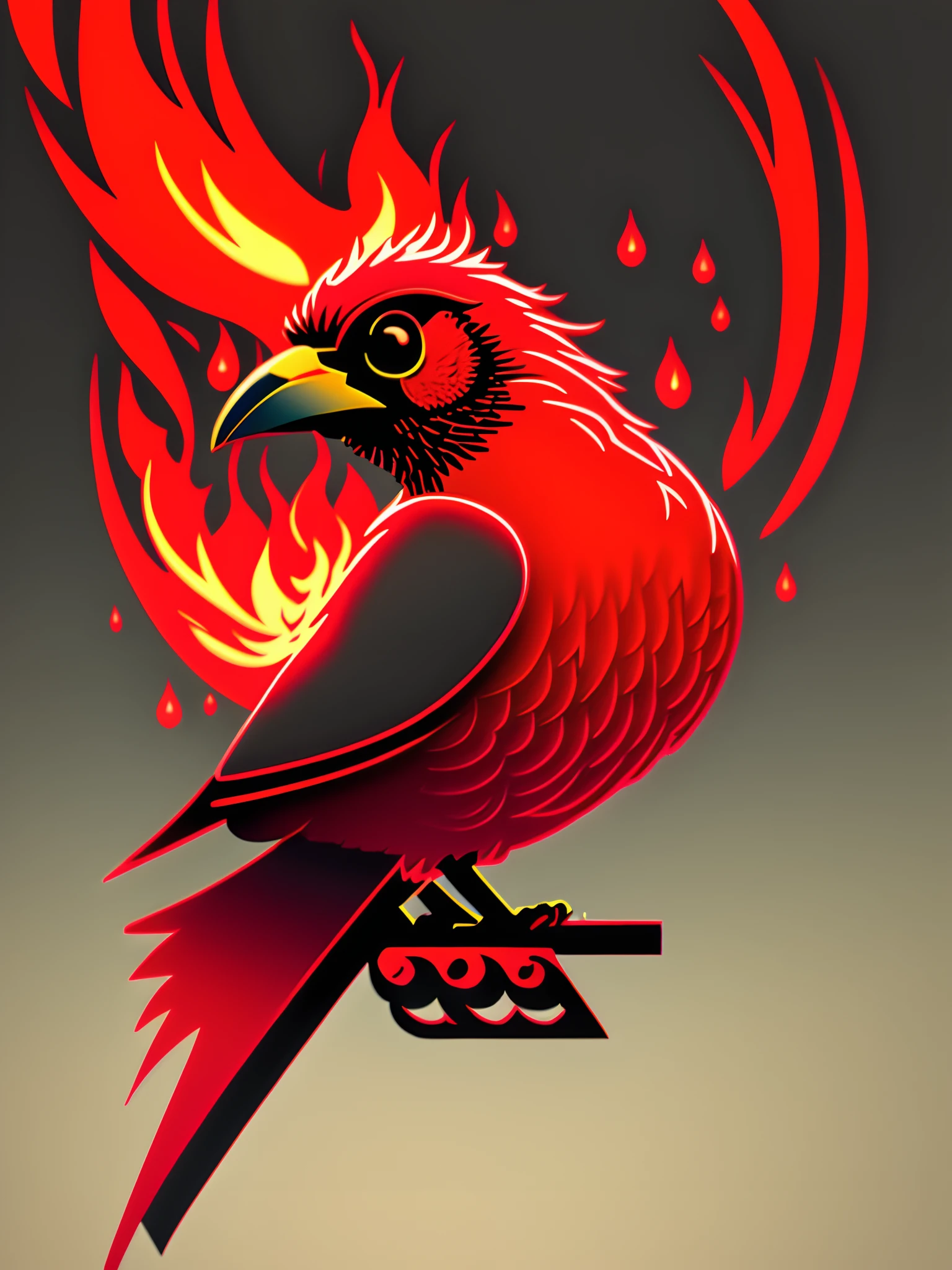 Red Bird Icon Background Flame