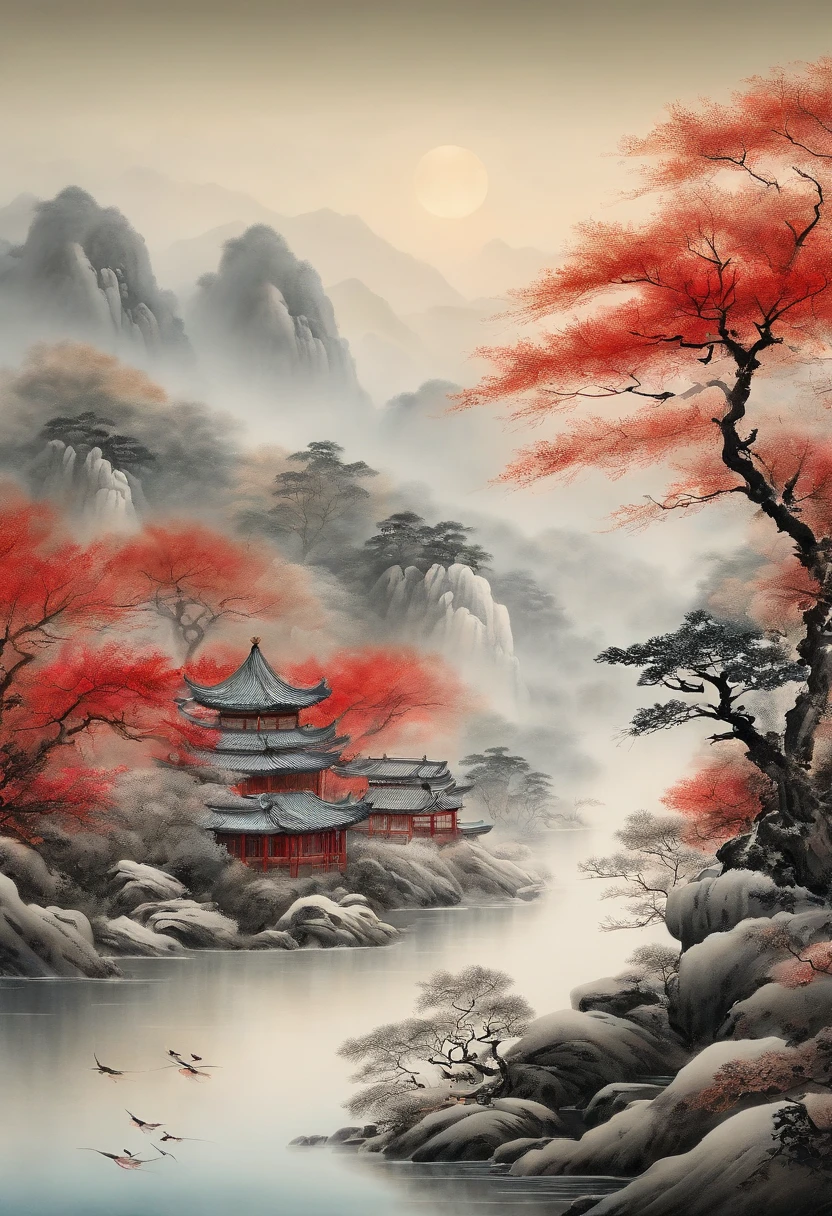 high-class The Winter of Chinese Painting themoon Mysterious and simple
