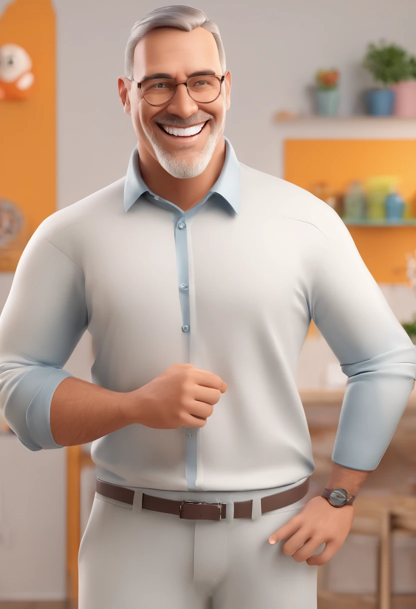 Smiling Man Illustration, sorriso insano, Homem de pele marrom com um sorriso gigante, happily smiling at the camera, sorriso atrevido, he's smiling, sorriso muito grande, Macho sorridente, foto de perfil headshot, rindo sorriso enorme, desenhando no estilo de Arte 3D, c4d, fundo de cor branco puro, estilo disney, estilo pixar render ilustracao Super Detalhe, 8k