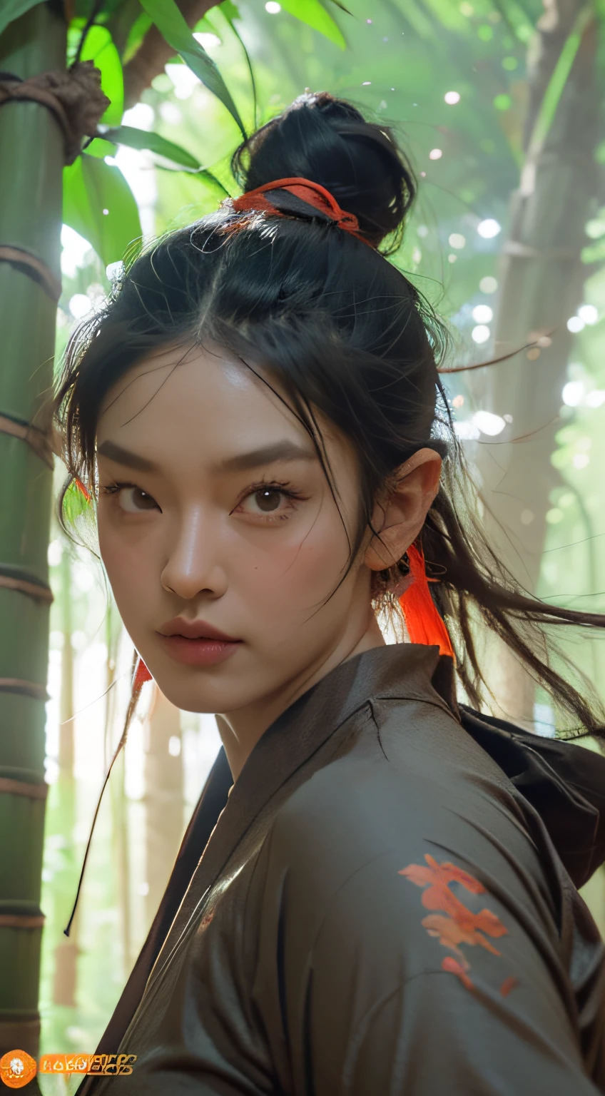 bamboo forest background，A look of determination，colorful vivid octane render, cybernetic and highly detailed, loba andrade from apex legends, created in unreal engine 5, made in unreal engine 5, trending on unreal engine 5, Antique portraits, Martial arts fantasy style 8k octane rendering, rendered in unreal 5, rendered in high octane
