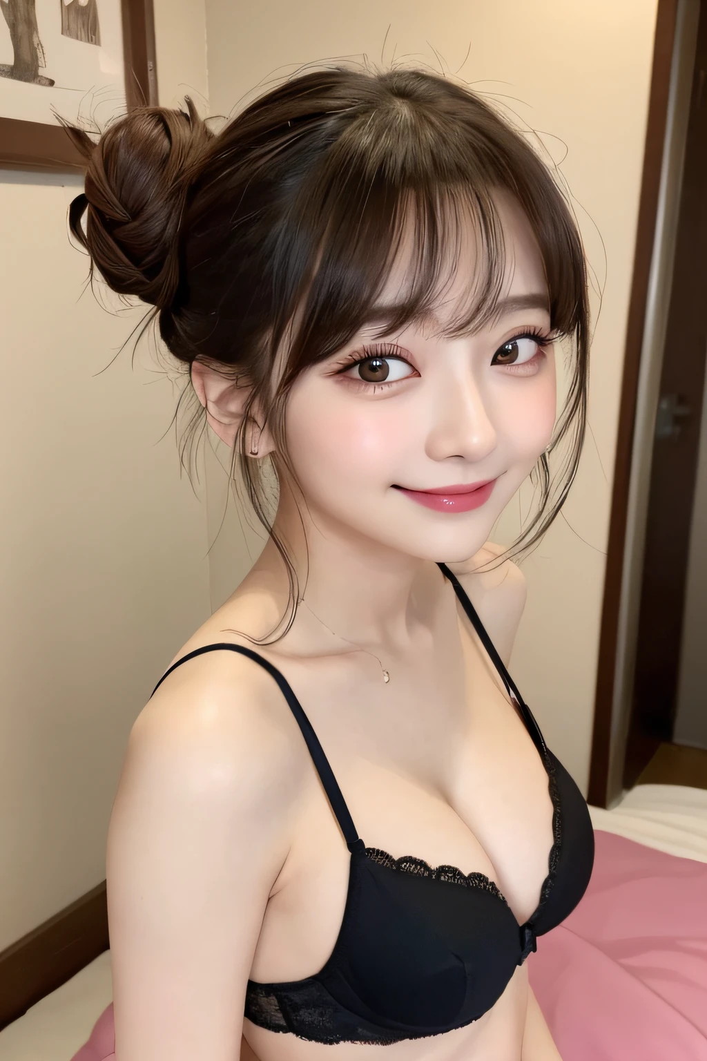 masutepiece, Best Quality, Illustration, Ultra-detailed, finely detail, hight resolution, 8K Wallpaper, Perfect dynamic composition, Beautiful detailed eyes, Women's Fashion Summer,Ponytail hair,Small breasts natural color lip, Bold sexy poses,Smile,Harajuku、20 years girl、Cute、Sexy shot looking at camera