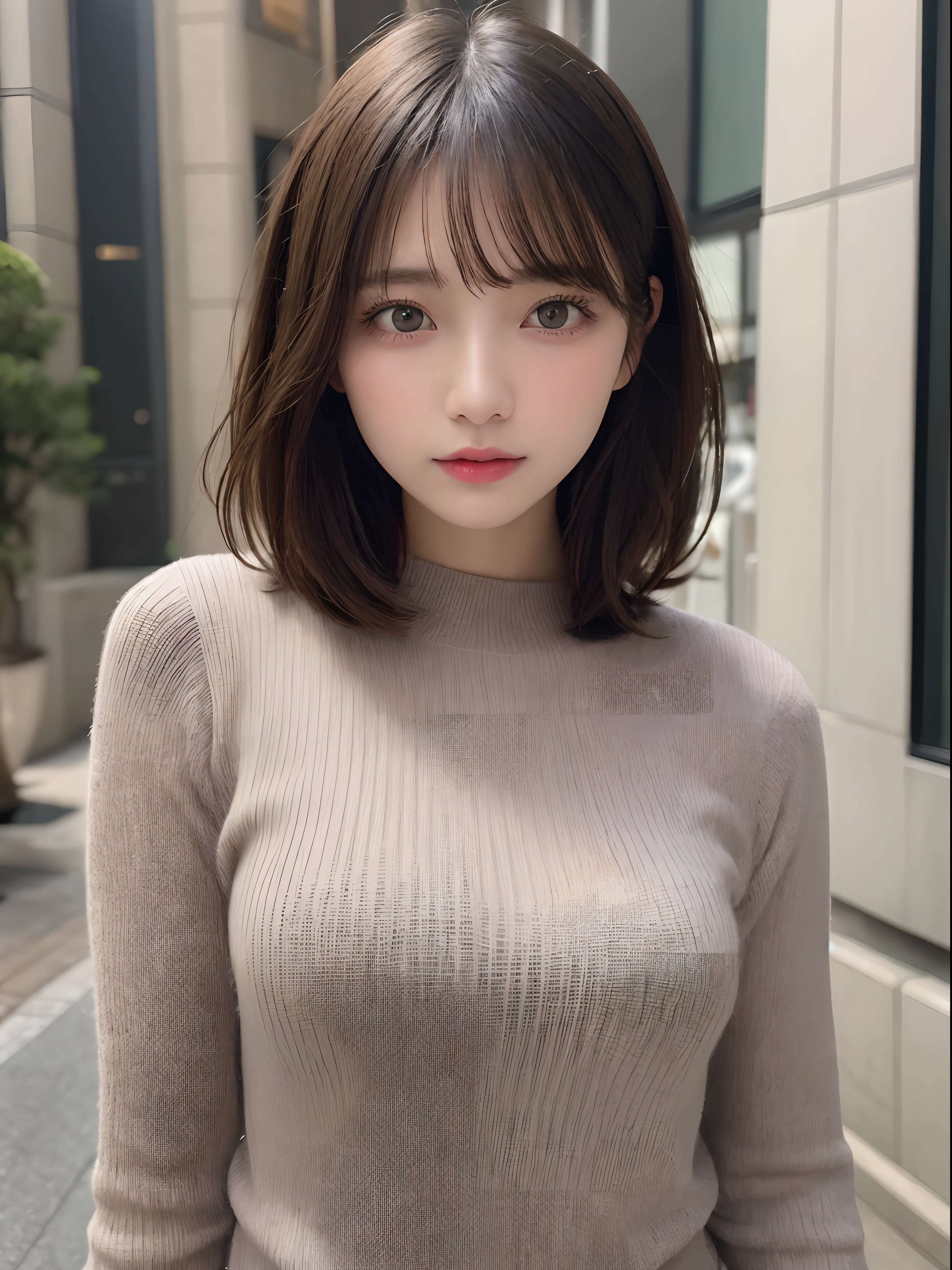 Detailed details,、hight resolution、hightquality、Perfect dynamic composition、Beautiful detailed eyes、short-hair、Small breasts、Natural Color Lip、Kamimei、Shibuya、20 years girl、1 persons、Transparent skin、Glowing hair、masutepiece、Best Quality、finely detail、hight resolution、8K、The correct state of the human body、randome pose、Gravure Model Pose、Sheer tops、Jumper Dresses、Hair soaring in the wind