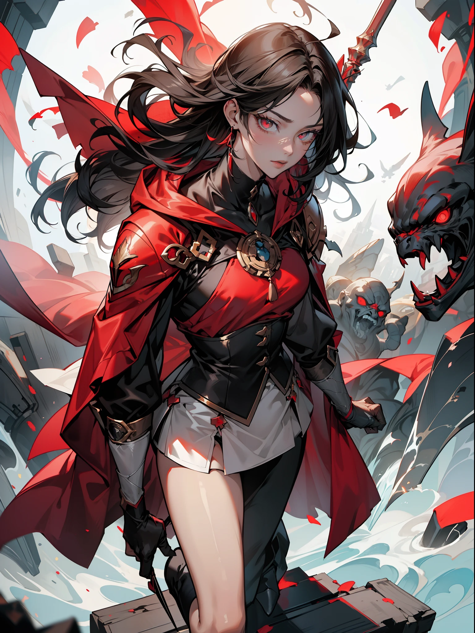 (mtu),(Masterpiece, Best quality), A terrible one , full bodyesbian, Male, Handsome features, White sclera, Red pupil, massacre, Red cloak, Full body cover, Full body cape, Aesthetic atmosphere, Goddess, Holy , archangel, Night sky, A big wand, Colourful.(Game quality),Light and shadow tracking,offcial art,统一 8k 壁纸,ultra - detailed,Beauty and aesthetics,tmasterpiece,best qualtiy,Realistis,Epic scenes,A high resolution,(tmasterpiece),(best qualtiy)