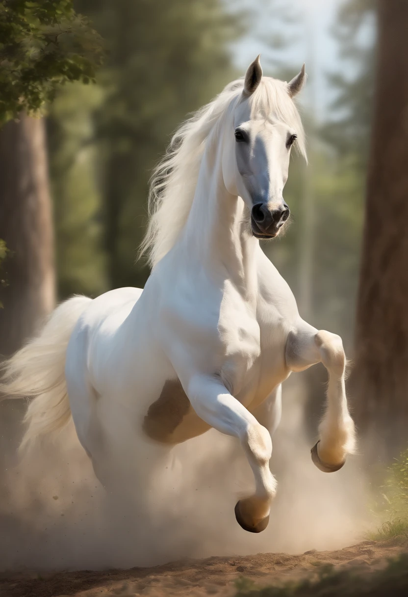 (Best quality,4K,A high resolution,Masterpiece:1.2),Ultra-detailed,Realistic,sportrait,Giant horses,Galloping stallions,full bodyesbian,elegant,Graceful,Strong presence,rippling muscles,flowing mane and tail,Curved neck and arched back,Sharp focus,intense eyes,The nostrils buzz,Hoofs hit the ground,Dust flying in the air,Graze on green meadows,Magnificent creatures,Imposing body,Robust construction,Vivid colors,Soft lighting,Subtle shadows,neutral color palette.