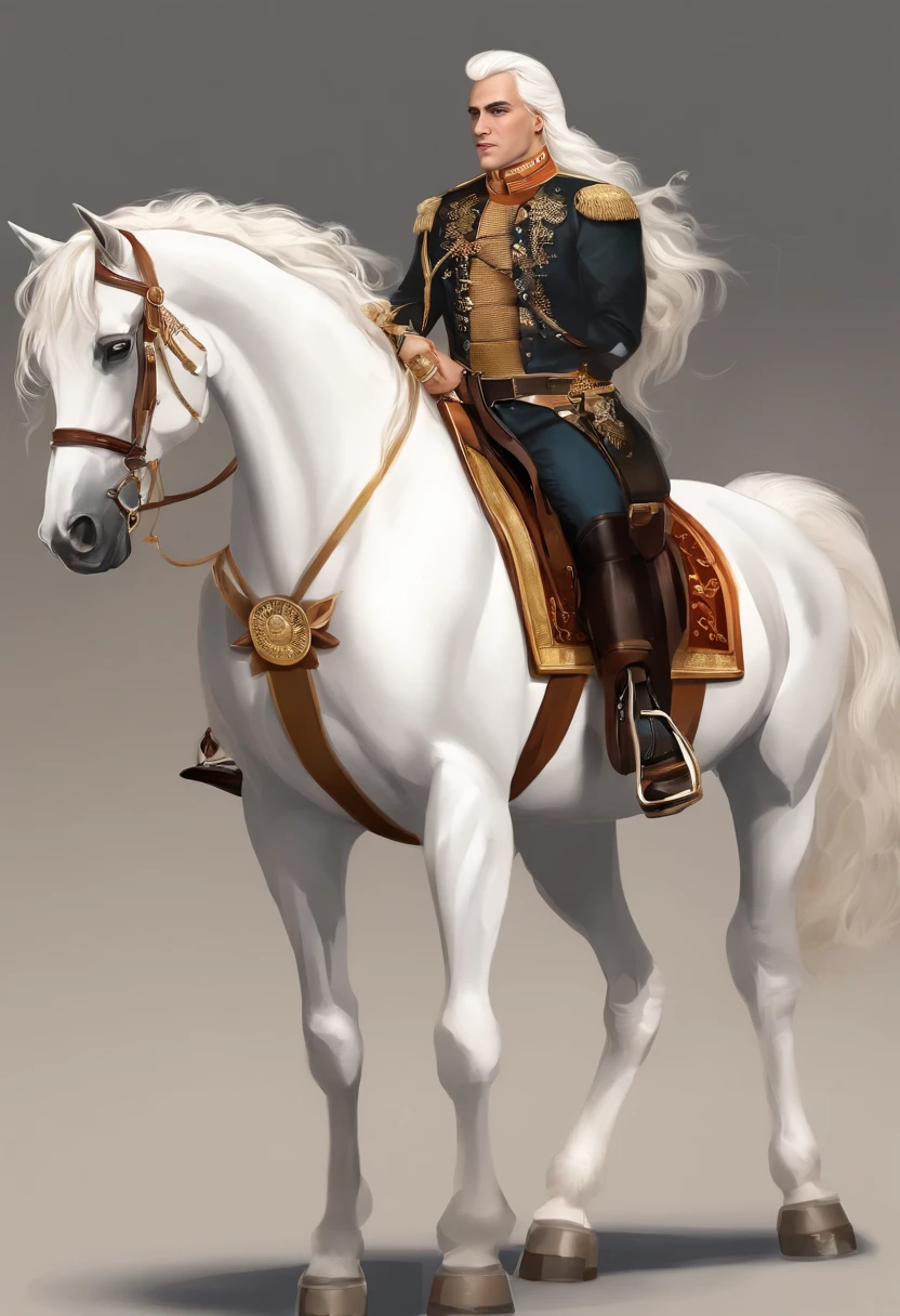 cartoony，(((A white cartoon horse)))，He wears a big gold medal around his neck，Wears a spotted vest on the top，Denim shorts on the bottom，Long white hair that floated up，Naughty expression，HD Real，Black eyes，Flying figure，HD picture，Sony SLR lens，Shoot at medium distance，Soft lighting，tmasterpiece