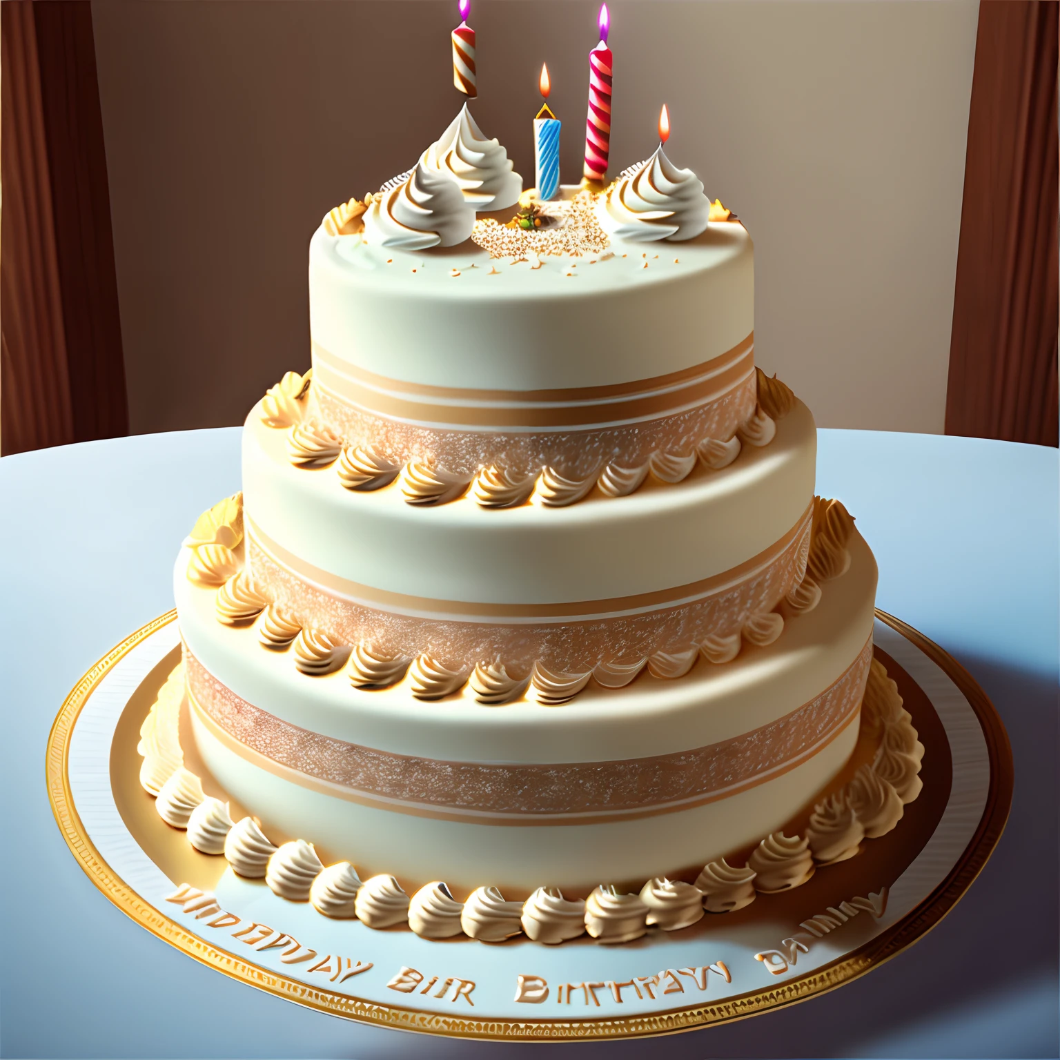 The birthday cake，cream-colored，the detail