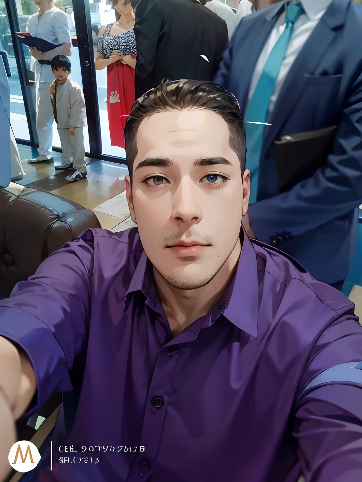 Um homem branco camisa roxa no estilo anime melhor qualidade, alta qualidade