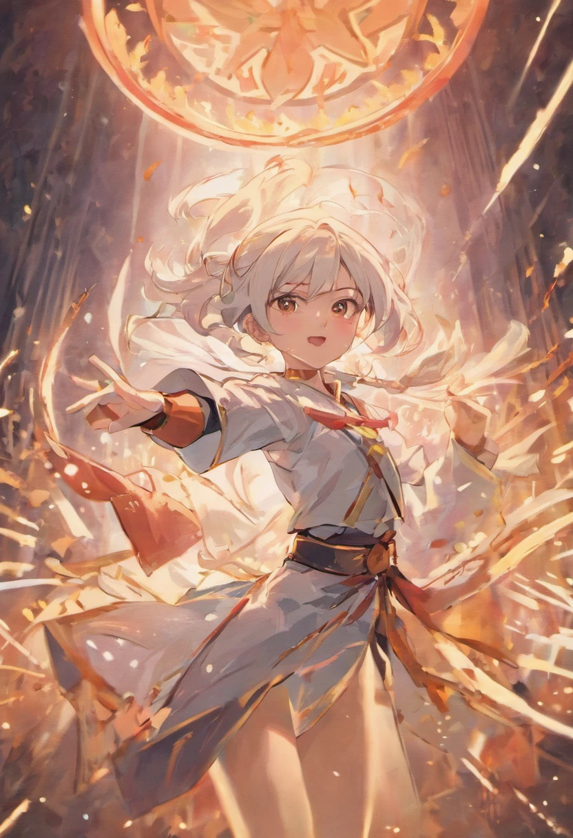 18-year-old royal sister,Long hair, white hair,Sharp eyes,Martial arts style,Hold your sword and stand in a fighting position