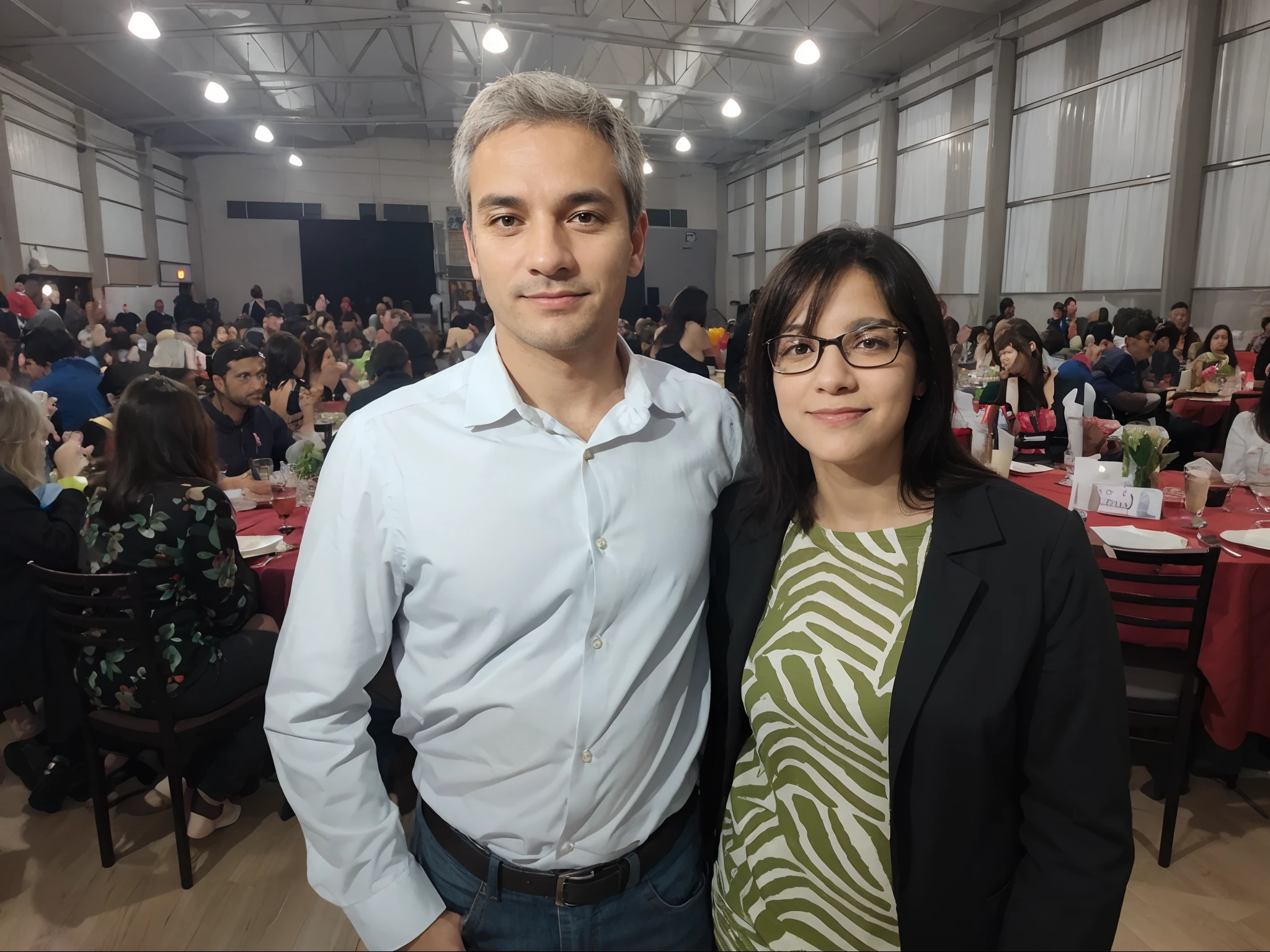 Eu e minha esposa em um jantar