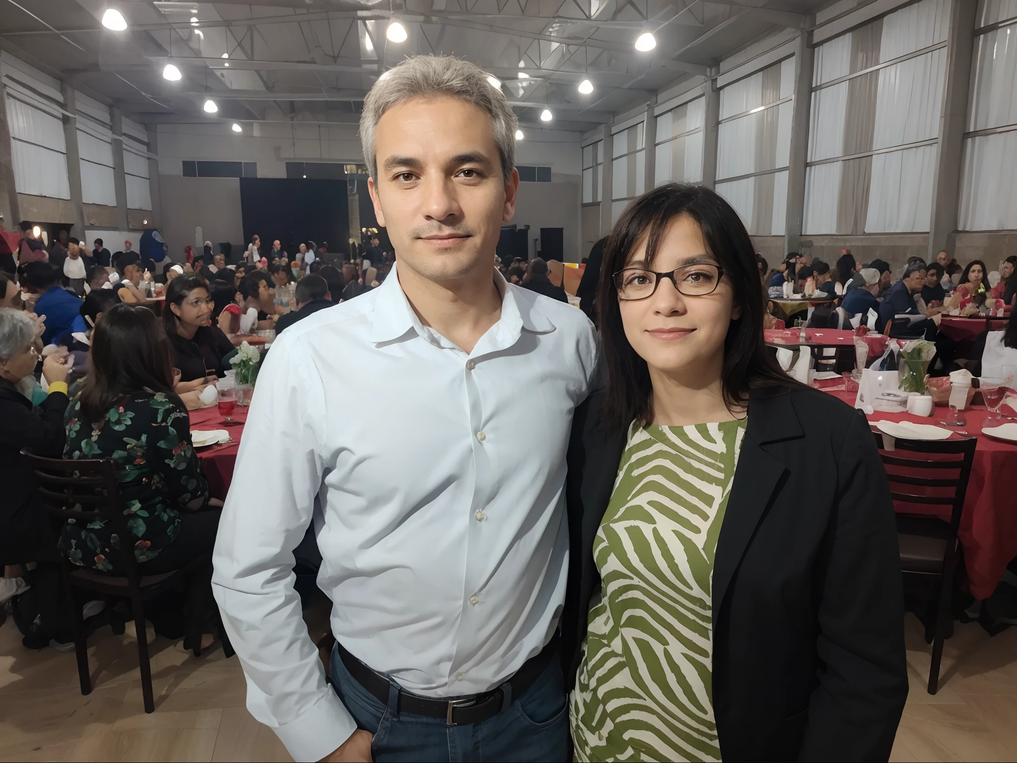 Eu e minha esposa em um jantar