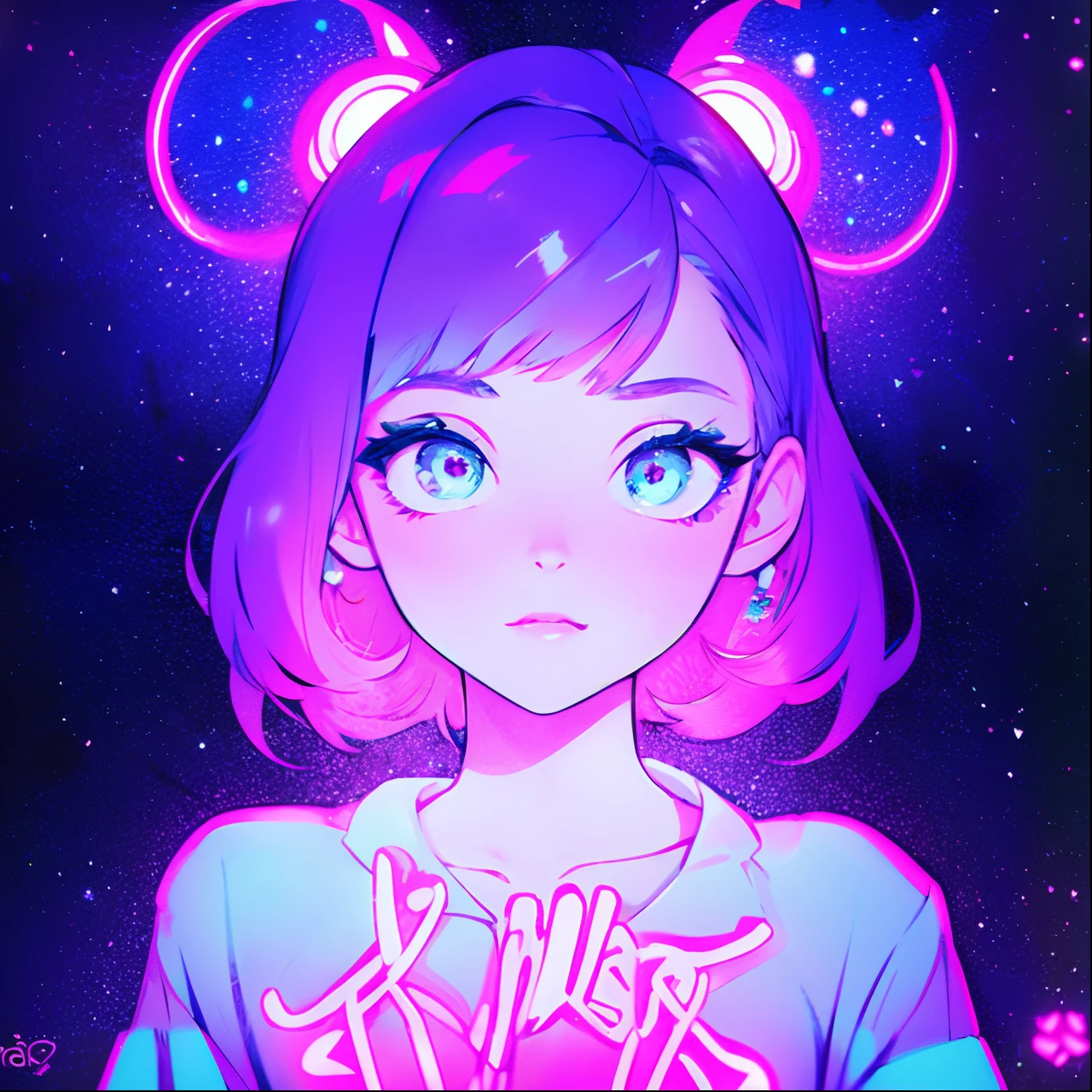 Anime girl with ears and ears in the air against neon background, anime vibes, anime style portrait, digital anime illustration, anime moe art style, Beeple and Jeremiah Ketner, 8 0 s anime vibe, anime style illustration, anime style 4 k, portrait anime space cadet girl, Anime Art Style, anime art style, beautiful anime art style