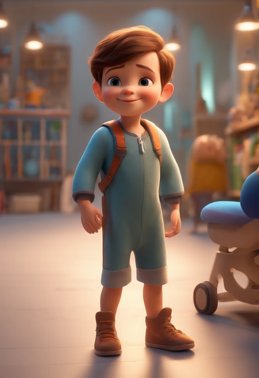 a happy cute ??? standing short hair, vestindo uma fantasia espacial, , fundo branco, barnet, Tom, Estilo Pixar, ....3d, desenhos animados, rosto detalhado, asymmetrical 16k