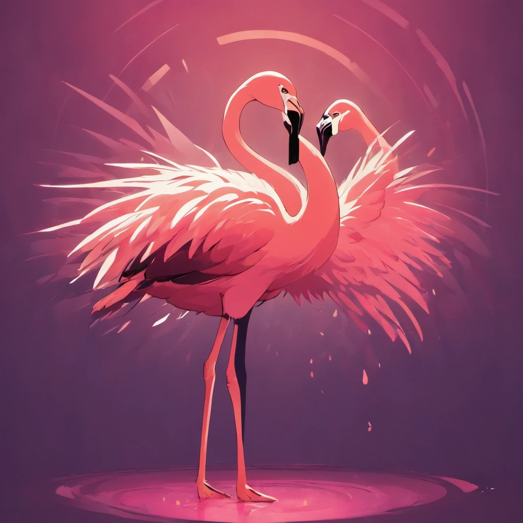 Flamingo logo 2D, Minimalist, vectorial