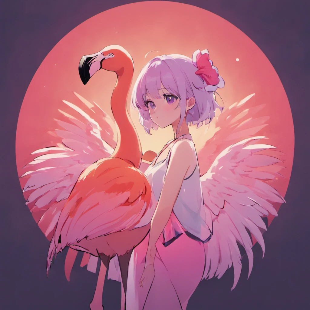 Flamingo logo 2D, Minimalist, vectorial