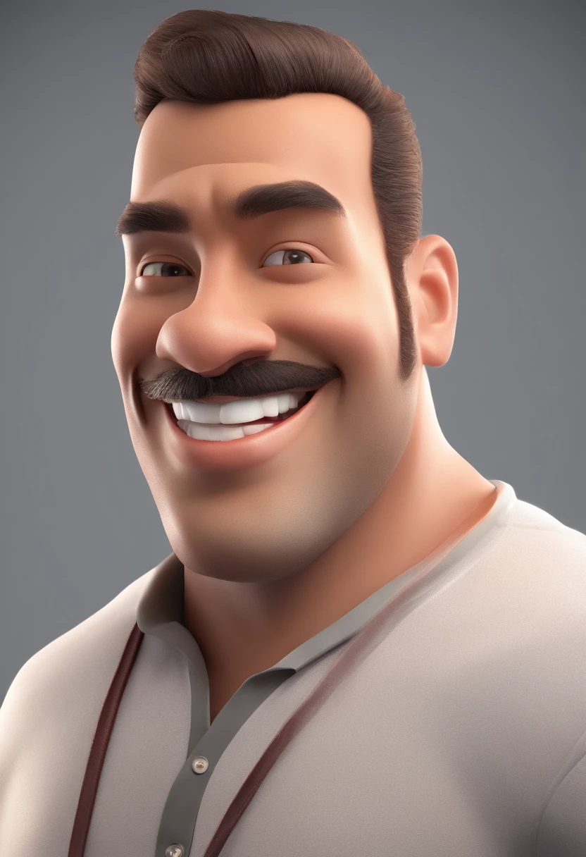 Smiling Man Illustration, sorriso insano, Homem de pele marrom com um sorriso gigante, happily smiling at the camera, sorriso atrevido, he's smiling, sorriso muito grande, Macho sorridente, foto de perfil headshot, rindo sorriso enorme, desenhando no estilo de Arte 3D, c4d, fundo de cor branco puro, estilo disney, estilo pixar render ilustracao Super Detalhe, 8k