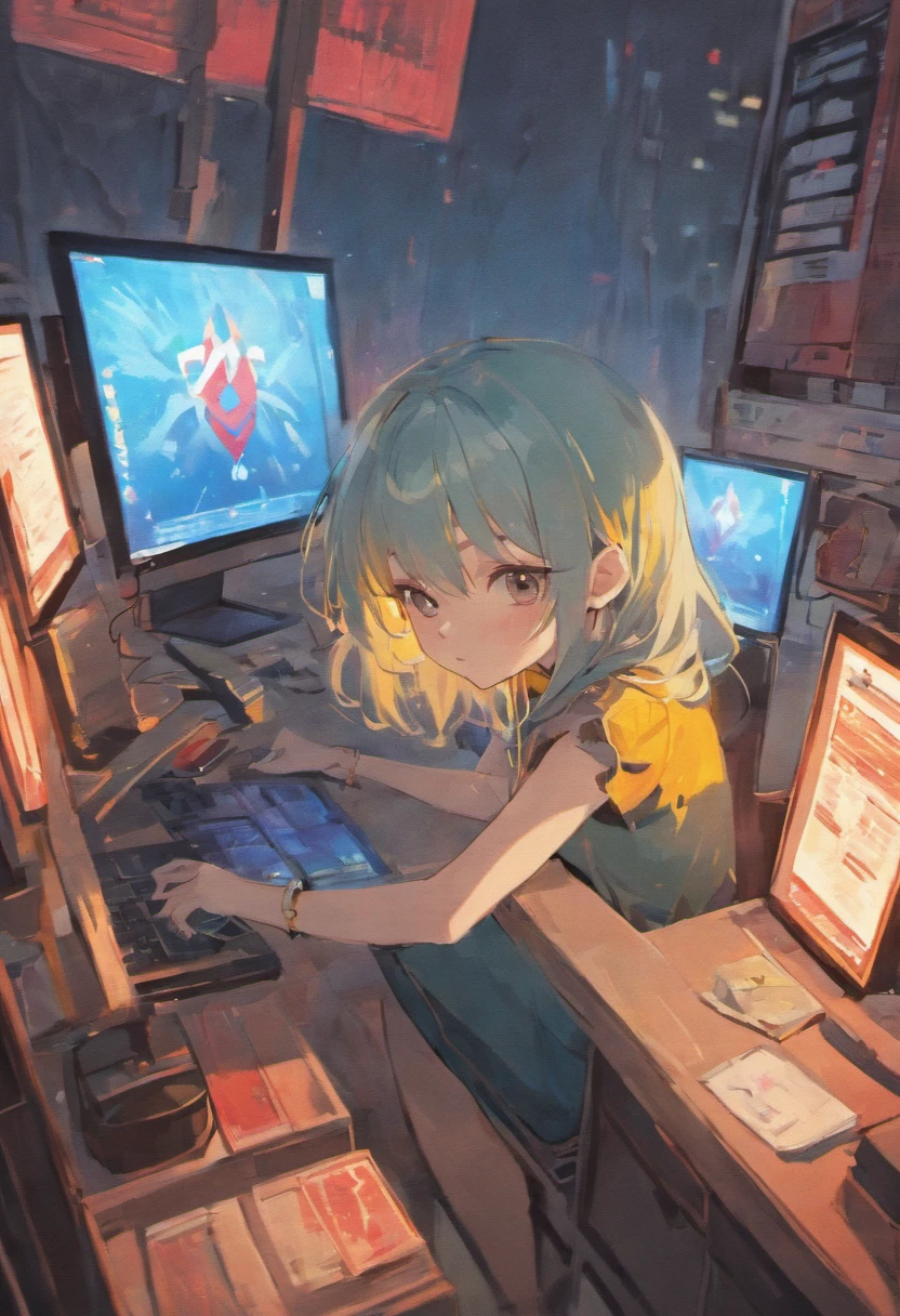 Arad woman in blue shirt sitting in front of computer, Porquimane, ruan cute vtuber, Chinese girl, Korean Girl, beautiful Korean women, young cute wan asian face, Gorgeous young Korean woman, girl cute-fine face, dilraba dilmurat, xintong chen, twitch streamer, trending at cgstation