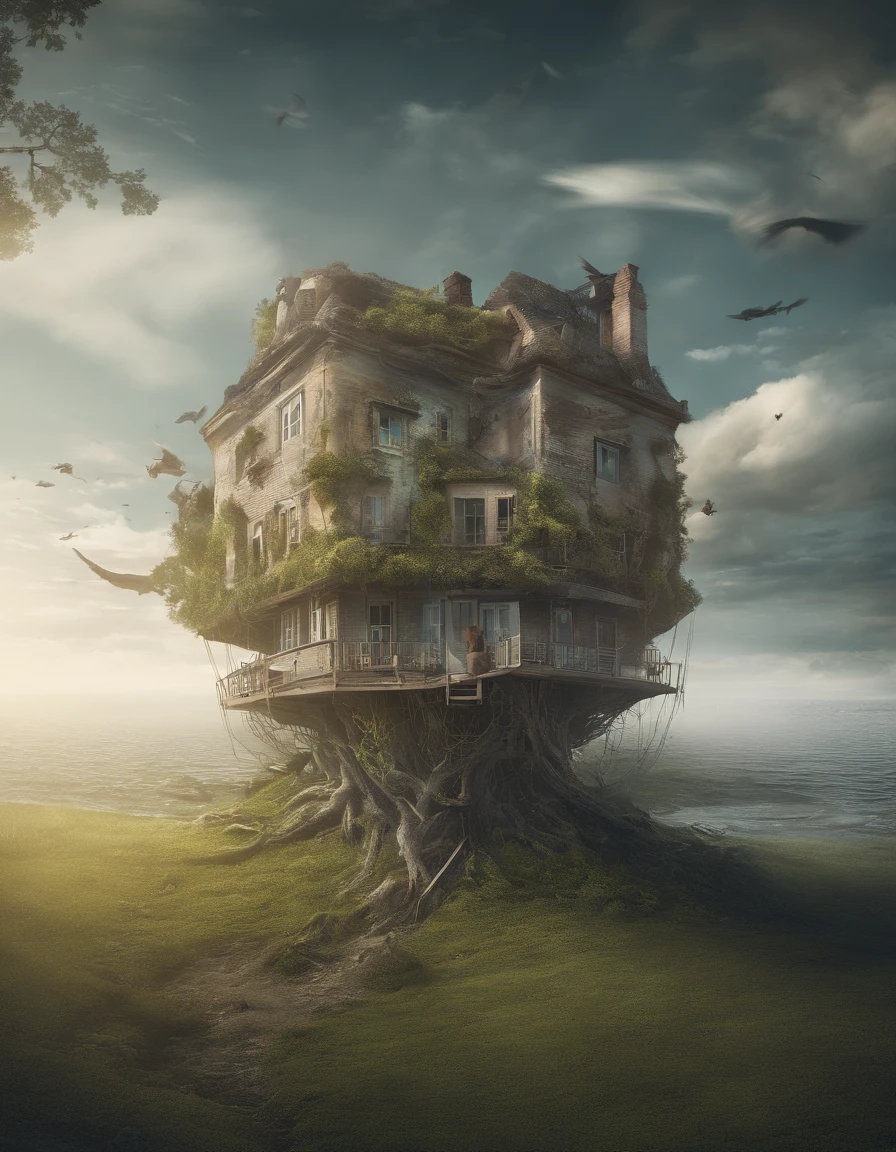 (((Photorealistic Images)))
Create a photorealistic image of a house suspended in mid-air, defying gravity with surreal VFX that intricately blend into the surroundings. Draw inspiration from the surreal and mind-bending digital art styles of artists like Filip Hodas and Chris LaBrooy.
- The house should be rendered with hyper-realistic details, down to the textures of every surface.
- Utilize surreal matte painting techniques to seamlessly merge the house into the environment.
- Employ hyper-detailed 3D matte painting to create an otherworldly atmosphere.
- Implement highly detailed and realistic fantasy photography elements.
- Adhere to the surrealistic digital artwork style with meticulous attention to detail.
- Craft a scene that challenges reality, akin to the works of Erik Johansson.
- Combine creative photo manipulation to achieve a photorealistic yet surreal look.
- Capture the essence of floating in the air with meticulous precision.
- Make it mind-bending and surreal, adhering to the photorealistic style while pushing the boundaries of reality.
- Reference the exceptional CGSociety artists for inspiration.
Achieve the utmost photorealism, ensuring that viewers question the line between reality and imagination.
((Resolution: 4K+ | Lighting: Realistic lighting with surreal elements | Render Style: Photorealistic | Camera: High-resolution | View: Unique and intriguing))