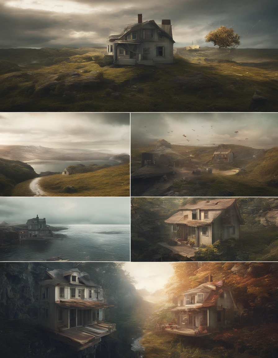 (((Photorealistic Images)))
Create a photorealistic image of a house suspended in mid-air, defying gravity with surreal VFX that intricately blend into the surroundings. Draw inspiration from the surreal and mind-bending digital art styles of artists like Filip Hodas and Chris LaBrooy.
- The house should be rendered with hyper-realistic details, down to the textures of every surface.
- Utilize surreal matte painting techniques to seamlessly merge the house into the environment.
- Employ hyper-detailed 3D matte painting to create an otherworldly atmosphere.
- Implement highly detailed and realistic fantasy photography elements.
- Adhere to the surrealistic digital artwork style with meticulous attention to detail.
- Craft a scene that challenges reality, akin to the works of Erik Johansson.
- Combine creative photo manipulation to achieve a photorealistic yet surreal look.
- Capture the essence of floating in the air with meticulous precision.
- Make it mind-bending and surreal, adhering to the photorealistic style while pushing the boundaries of reality.
- Reference the exceptional CGSociety artists for inspiration.
Achieve the utmost photorealism, ensuring that viewers question the line between reality and imagination.
((Resolution: 4K+ | Lighting: Realistic lighting with surreal elements | Render Style: Photorealistic | Camera: High-resolution | View: Unique and intriguing))