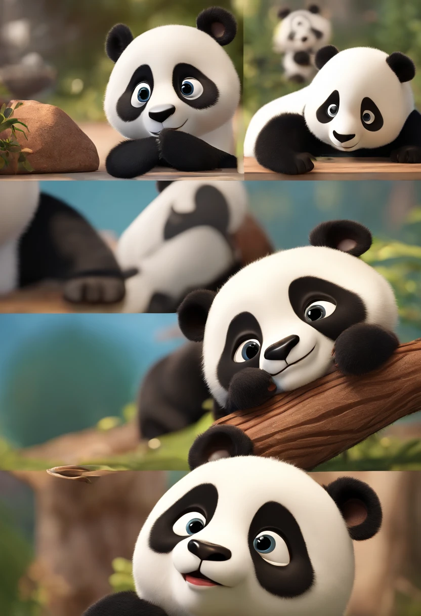 A panda cartoon, an animated character, stylized character, animation style render, stylized 3d, arnold maya render, 3 d render stylized, toon render keyshot, 3d character, 3d character, 3D rendering stylized, 3 d character render, Cartoon panda, Close-up panda, Character pose, (pixar-style) (Master parts:1.2) (Bokeh) (Best quality) (Detailed skins) (detail texture) (8K) (clay) (Cinematic lighting) (foco nítido