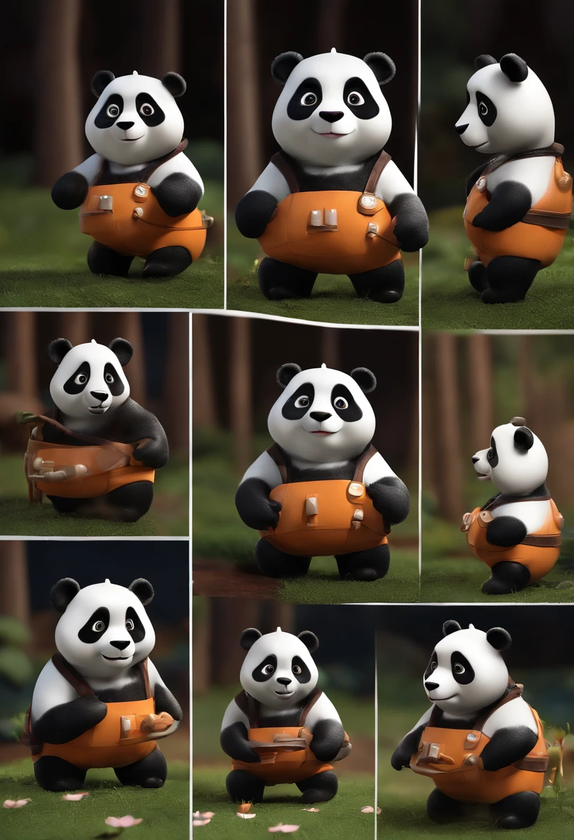 A panda cartoon, an animated character, stylized character, animation style render, stylized 3d, arnold maya render, 3 d render stylized, toon render keyshot, 3d character, 3d character, 3D rendering stylized, 3 d character render, Cartoon panda, Close-up panda, Character pose, (pixar-style) (Master parts:1.2) (Bokeh) (Best quality) (Detailed skins) (detail texture) (8K) (clay) (Cinematic lighting) (foco nítido