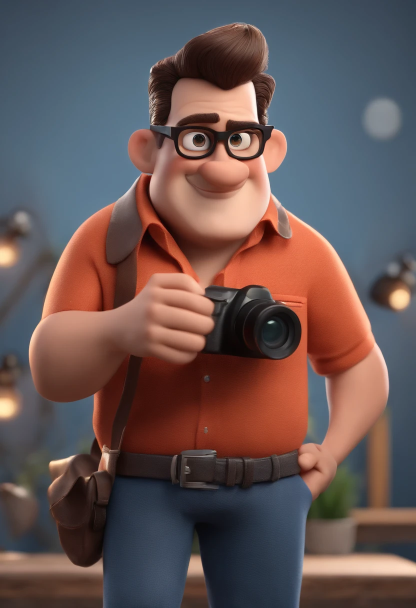 Cartoon character of a man with black glasses and a blue shirt, animation character, Caractere estilizado, animation style rendering, 3D estilizado, Arnold Maya render, 3 d render stylized, toon render keyshot, Personagem 3D, Personagem 3D, 3d rendering stylized, 3 d character render, personagem de desenho animado, Personagem de close up, Pose de personagem, (Estilo Pixar) (master part:1.2) (Bokeh) (best quality) (pele detalhada) (textura detalhada) (8k) (argila) (Cinematic lighting) (foco nítido