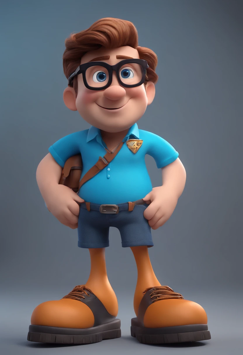 Cartoon character of a man with black glasses and a blue shirt, animation character, Caractere estilizado, animation style rendering, 3D estilizado, Arnold Maya render, 3 d render stylized, toon render keyshot, Personagem 3D, Personagem 3D, 3d rendering stylized, 3 d character render, personagem de desenho animado, Personagem de close up, Pose de personagem, (Estilo Pixar) (master part:1.2) (Bokeh) (best quality) (pele detalhada) (textura detalhada) (8k) (argila) (Cinematic lighting) (foco nítido