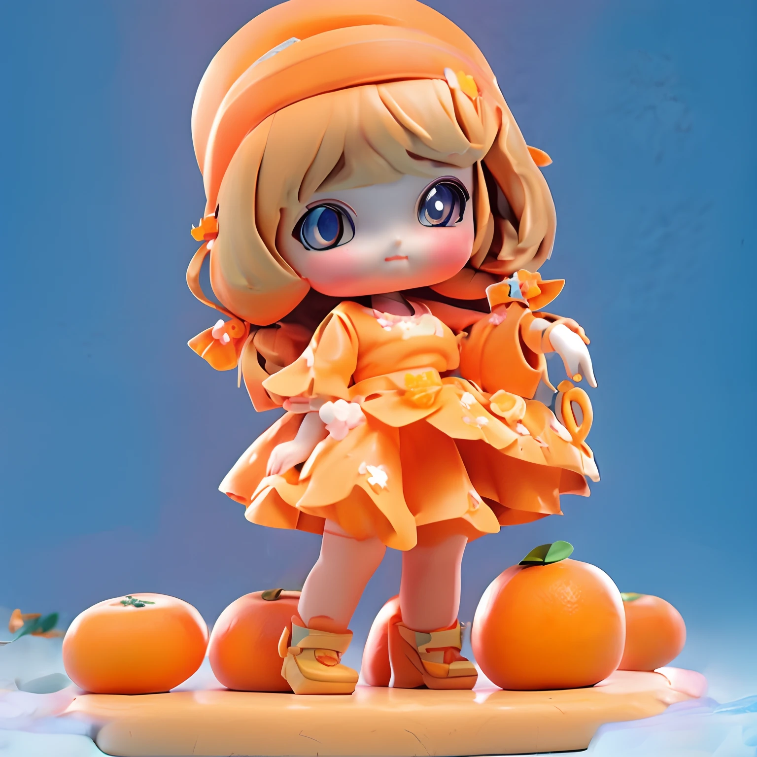 Doll design,promotional poster,Navel orange,Navel Orange Festival,Holidays,poster for,orange color theme,cheerful big breasts,gatherings,Cute doll,There are a lot of them,A bunch of dolls,high-definition picture quality,What a rendering