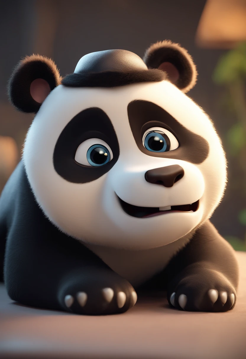 Panda cartoon, an animated character, stylized character, animation style render, Stylized 3D, arnold maya render, 3 d render stylized, toon render keyshot, 3d character, 3d character, 3D rendering stylized, 3 d character render, Cartoon panda, Close-up panda, vivaciousness，adolable，Moe，Character pose, (pixar-style) (Master parts:1.2) (Bokeh) (Best quality) (Detailed skins) (Detail texture) (8K) (Clay) (Cinematic lighting) (foco nítido