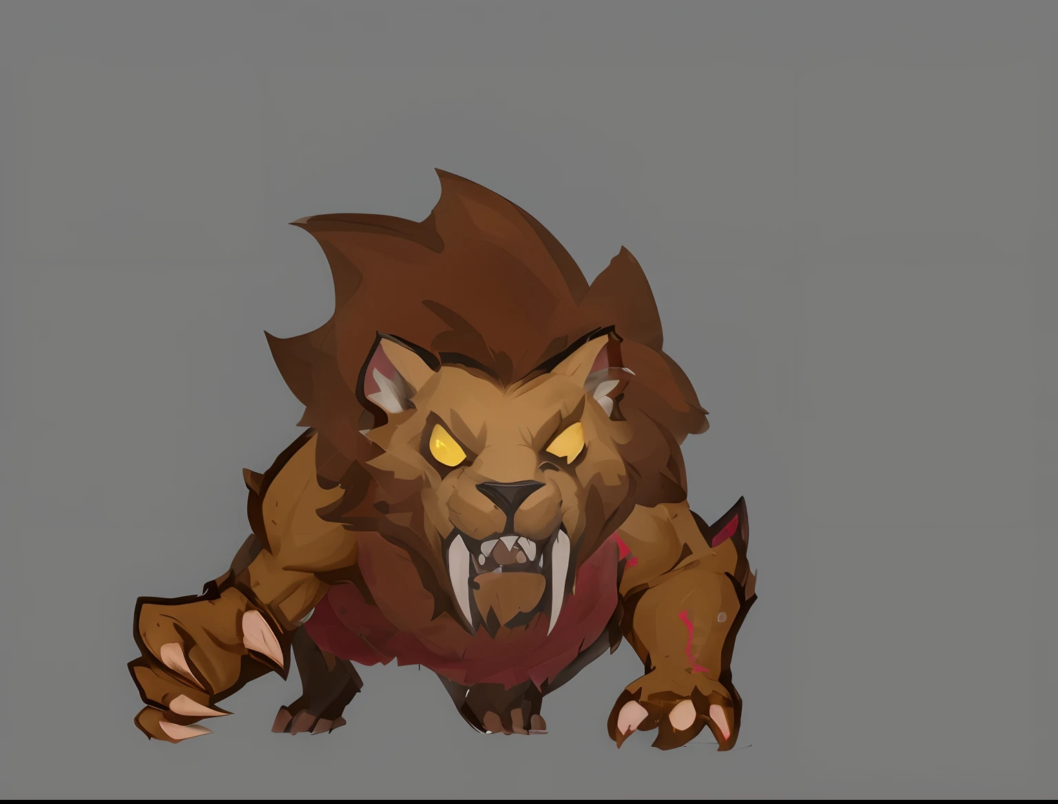 There is a cartoon of a werewolf holding a knife in his hand, youkai, demon-fang gnoll, raging bugbear, monster concept art, beastman concept, painted as a game concept art,the Lion，European and American style，Lion finished concept art, monster character design, werecreature?, gnoll, scary angry pose