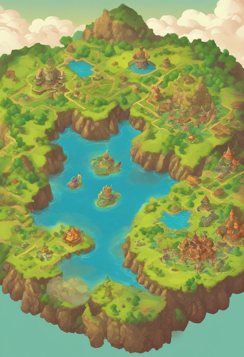 Alafid Island,There are lakes and mountains in between, Island background, isometric island in the sky, isometric 3d fantasy island, flying islands, an isometric fantasy map, an island in the background, fantasy world concept, floating and flying island, Flying Island in the Sky, flying islands, Isometric map, island floating in the sky, island landscape