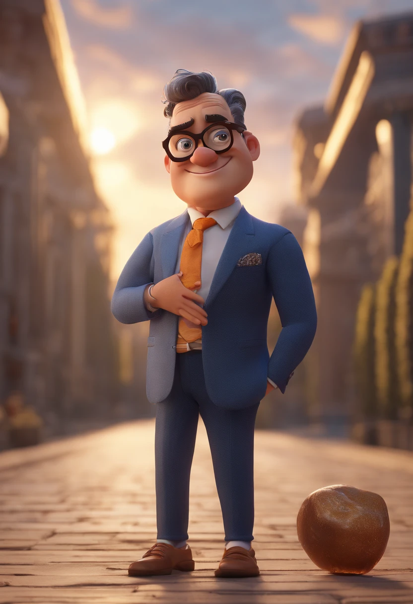 Cartoon character of a man with black glasses and a blue shirt, animation character, Caractere estilizado, animation style rendering, 3D estilizado, Arnold Maya render, 3 d render stylized, toon render keyshot, Personagem 3D, Personagem 3D, 3d rendering stylized, 3 d character render, personagem de desenho animado, Personagem de close up, Pose de personagem, (Estilo Pixar) (master part:1.2) (Bokeh) (best quality) (pele detalhada) (textura detalhada) (8k) (argila) (Cinematic lighting) (foco nítido