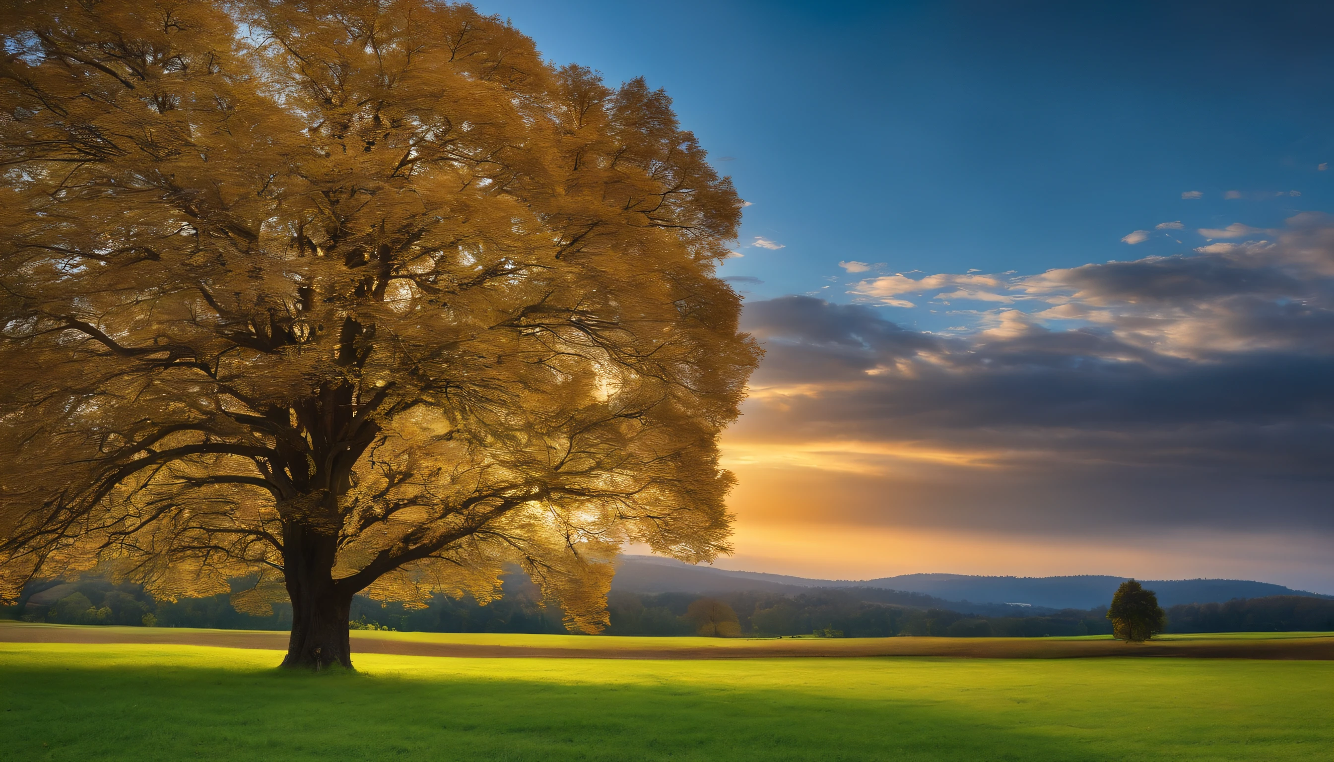 grassy fields　Big Golden Tree