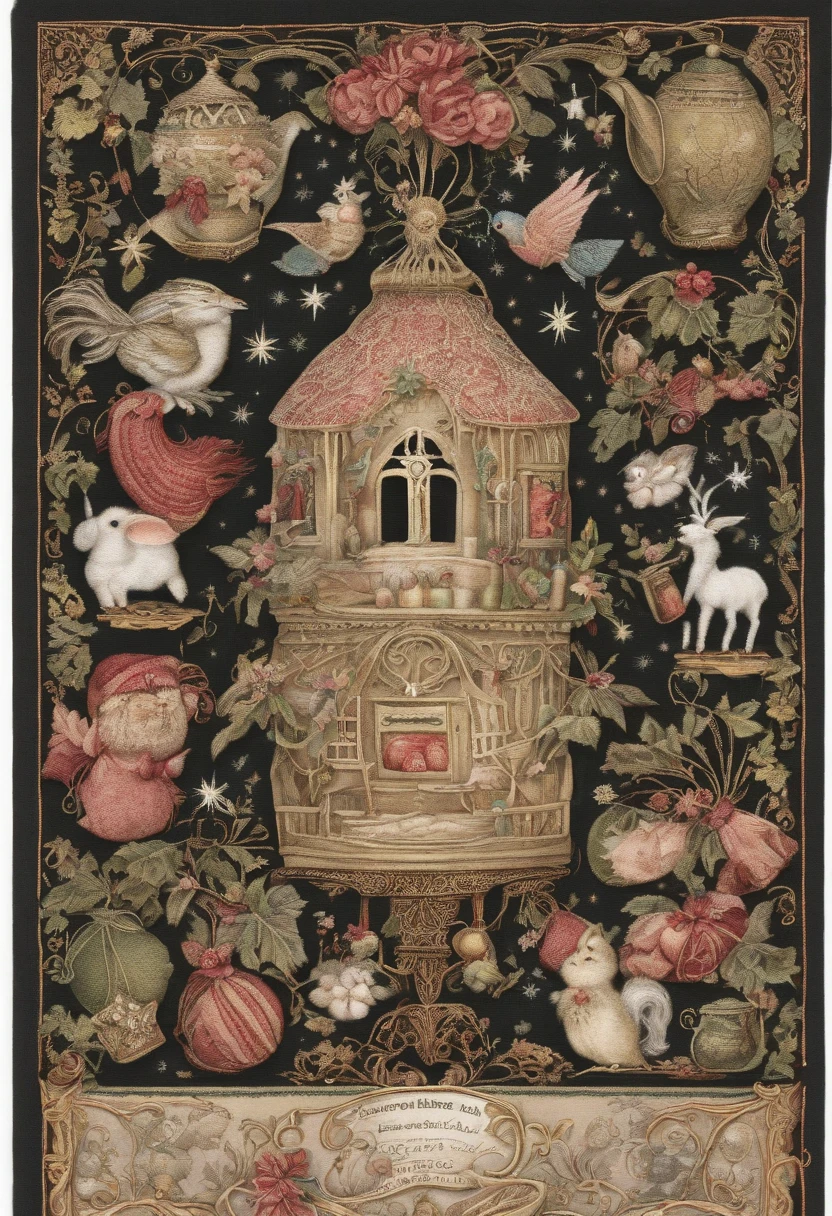 Craft a Christmas Greeting Card with a detailed, dreamy, and realistic fantasy scene that prominently features sewing, knitting, and wool, all crafted from wool yarn. Imagine the following:

[Front of the Christmas Greeting Card]

[Image: A detailed, fantasy-inspired scene]

In a world where dreams come to life, an enchanting tableau unfolds by a crackling fireplace. An old sewing machine, meticulously adorned with elven carvings, stands gracefully, blending with the prominent themes of sewing, knitting, and crocheting.

Beautifully wrapped gift boxes, each crafted meticulously from wool yarn, are thoughtfully scattered throughout the scene, adorned with otherworldly patterns and colors that glisten like stardust. Some gift boxes proudly display intricate knitting needles, crochet hooks, and sewing motifs, establishing a strong connection to the crafts.

Wool and colorful yarn cascade like a gentle waterfall, weaving an intricate tapestry of enchantment that envelops the room. These threads, all crafted from wool yarn, actively inspire the crafting dreams of enthusiasts. Skeins of wool and balls of wool, made entirely of yarn, rest in baskets, enticing creativity.

Soft fairy lights fill the space with a dreamy glow, where holiday wishes take flight, and the warmth of tradition and craftsmanship, all crafted from wool yarn, embraces all who enter this realm.

Hanging from the ceiling and adorning the fireplace mantel, garlands meticulously woven with enchanted baubles, elven bells, and intricate floral arrangements add an extra layer of magic to the setting, making this Christmas a truly wondrous and crafty adventure.

[Your Heartfelt Christmas Greeting Here]

Please ensure the tone remains warmly inviting and filled with the magic of crafting and dreams. Thank you for creating this detailed, fantastical, and realistic scene with this unique setting of elements."