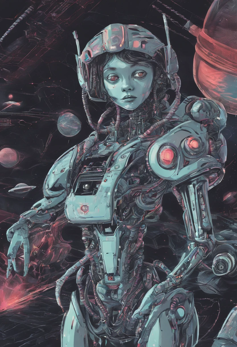 cute girl, play with robot