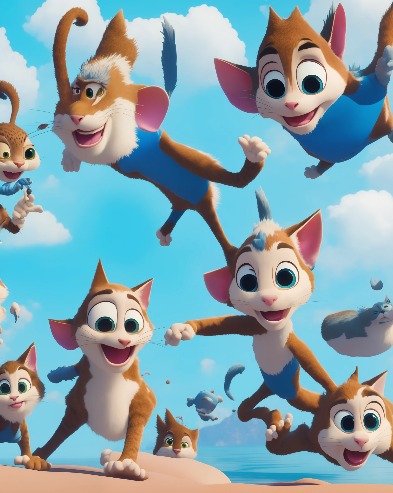 Disney Pixar Filmplakat mit Dem Titel Nuka, Katze grau getigert, gelbe Augen mit braunen Fleck im linken Auge