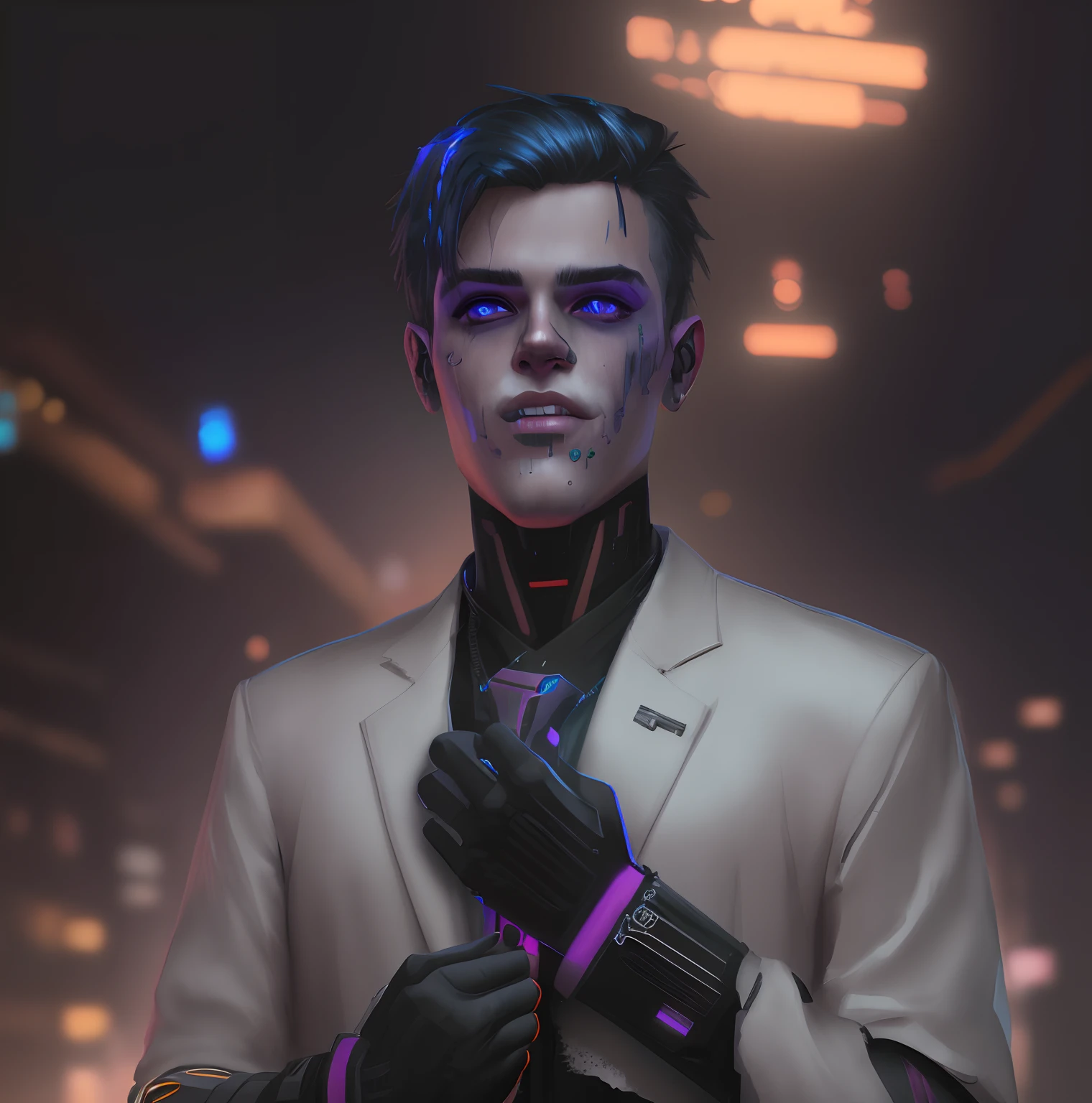 CHANGE BACKGROUND CYBERPUNK HANDSOME BOY REALISTIC FACE, 8K, REALISTIC