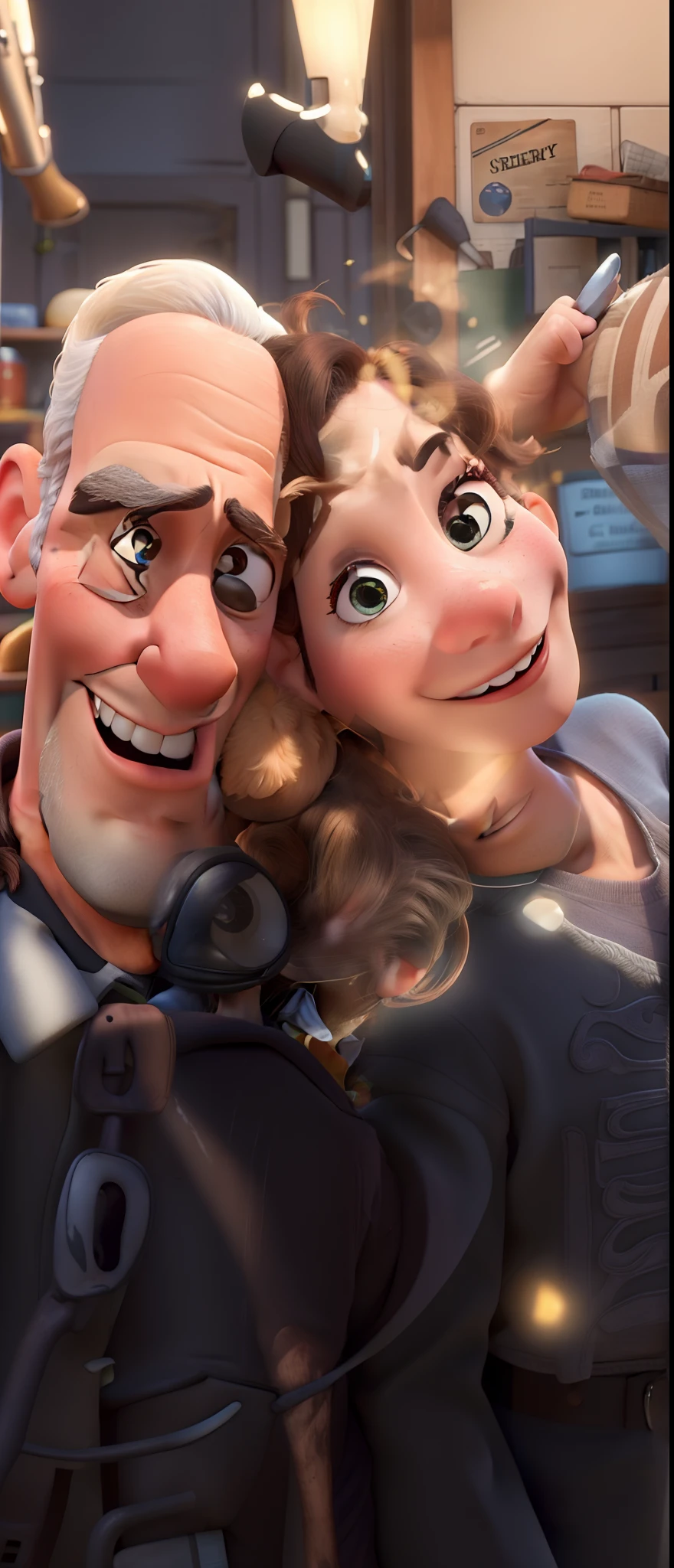 A couple in great quality and definition in the style of Disney pixar