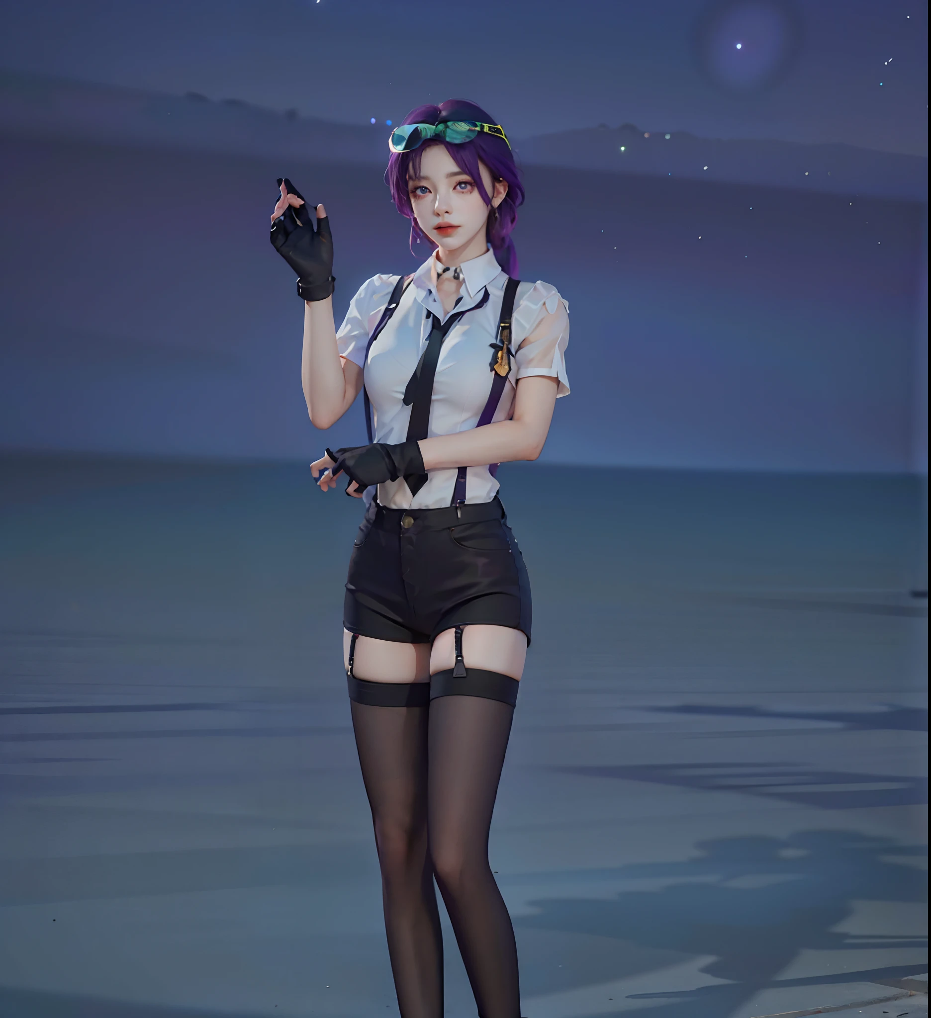 Masterpiece, Best Quality, 1girl, Official, Purple Eyes, Purple Hair, Bustiness, Cowboy Shot, Looking at the Audience, Dark, (Darkness), Cinematic Light, Edge Light, Delicate Eyes, (pureerosface_v1:0.5), Looking at the Audience, (Realisticity: 1.2), Provocative, Honkai Star Track, Cross-legged, Arrogant, Bangs Evil Face, Apocalyptic Background