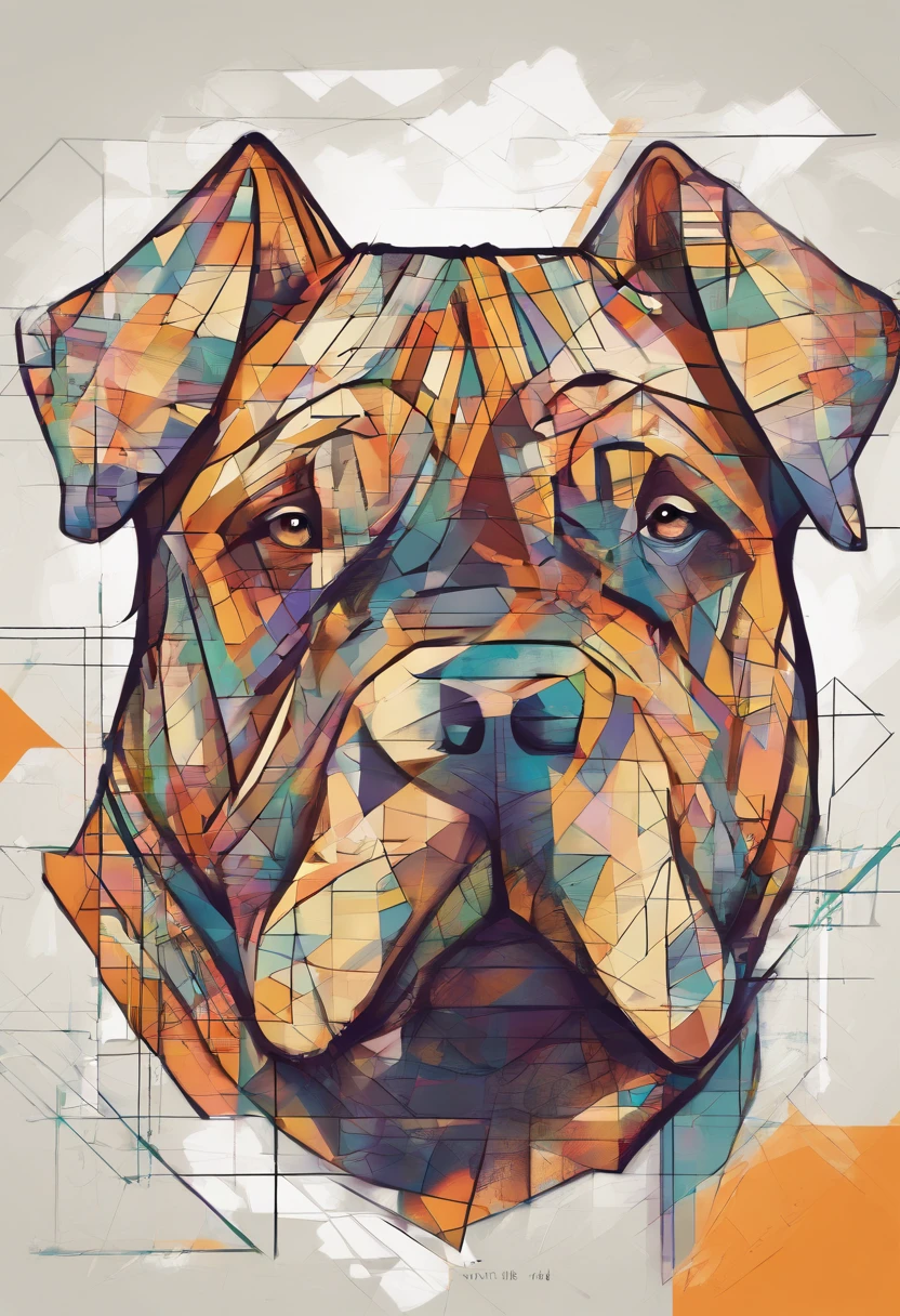 (cachorro sharpei cara enrugada cor caramelo ),(melhor pose),(best angle), (better expression), Eduardo Kobra acolchoamento ,multidimensional geometric wall PORTRAIT, arte, Chibi,Yang08k, lindo, Colouring,