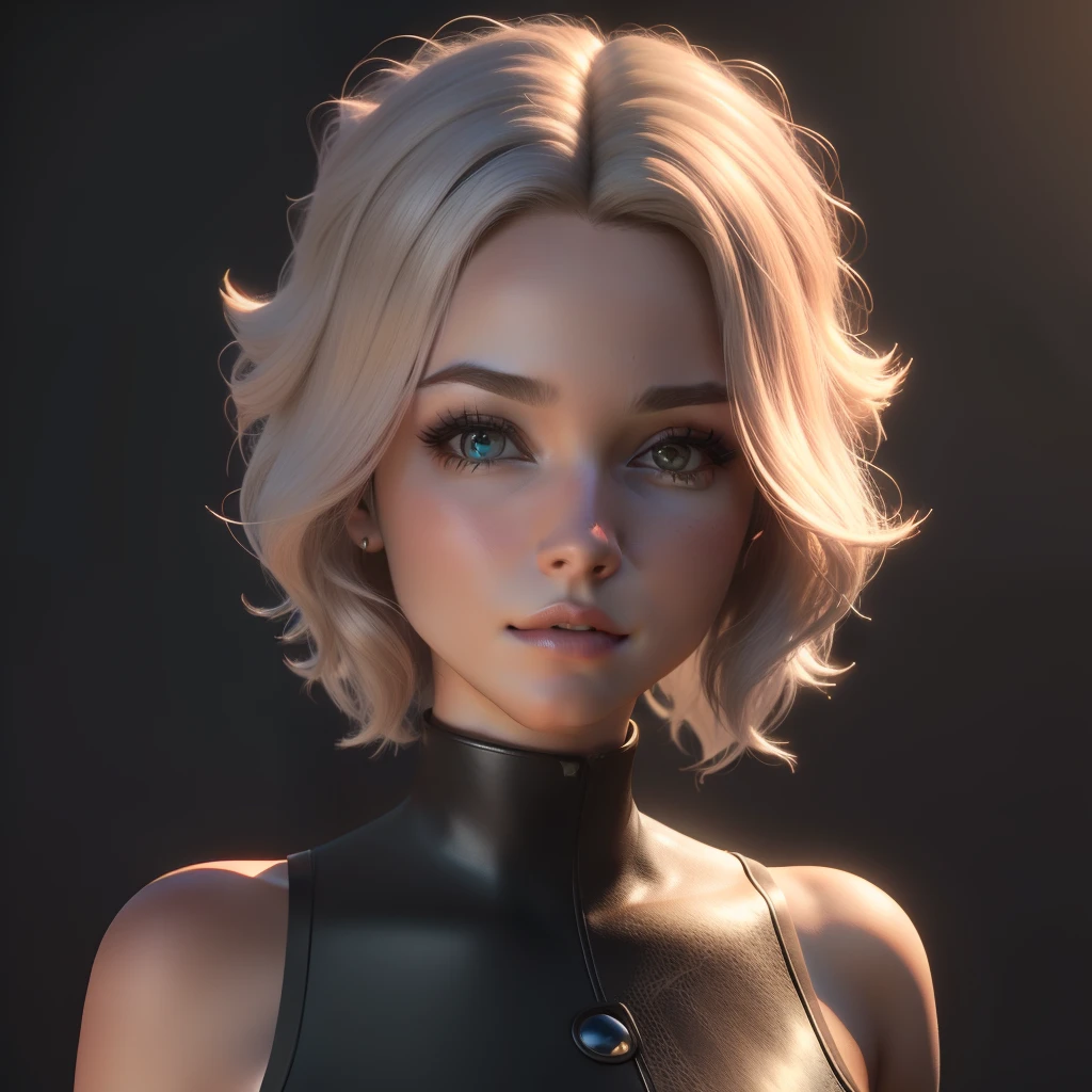 Crie uma foto 3d em estilo pixar uma mulher alta com cabelos compridos pretos e encaracolados e com labios medios e olhos castanhos