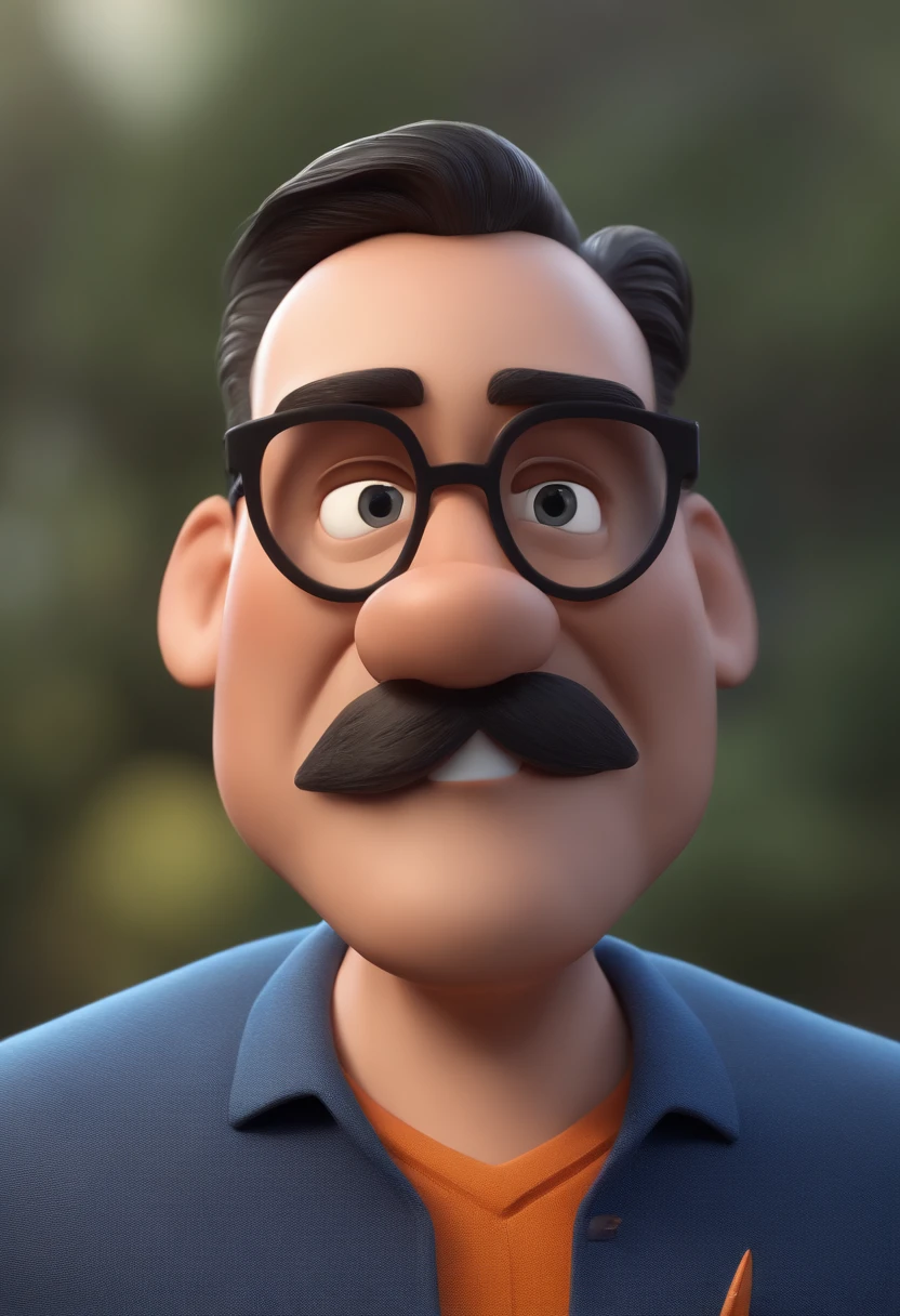 Cartoon character of a man with black glasses and a blue shirt, animation character, Caractere estilizado, animation style rendering, 3D estilizado, Arnold Maya render, 3 d render stylized, toon render keyshot, Personagem 3D, Personagem 3D, 3d rendering stylized, 3 d character render, personagem de desenho animado, Personagem de close up, Pose de personagem, (Estilo Pixar) (master part:1.2) (Bokeh) (best quality) (pele detalhada) (textura detalhada) (8k) (argila) (Cinematic lighting) (foco nítido