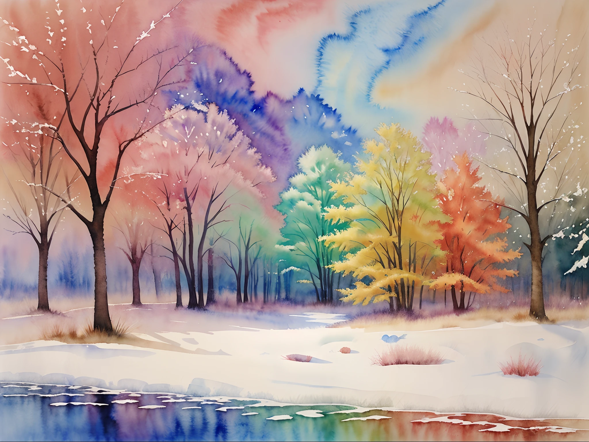 Seasonal Depictions: Artists often create watercolors that represent the different seasons, showcasing the colors and moods of each time of the year.