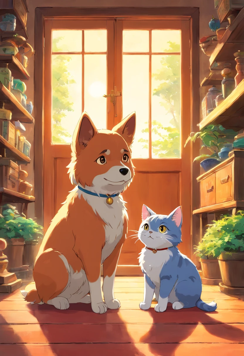Cute dog and cat