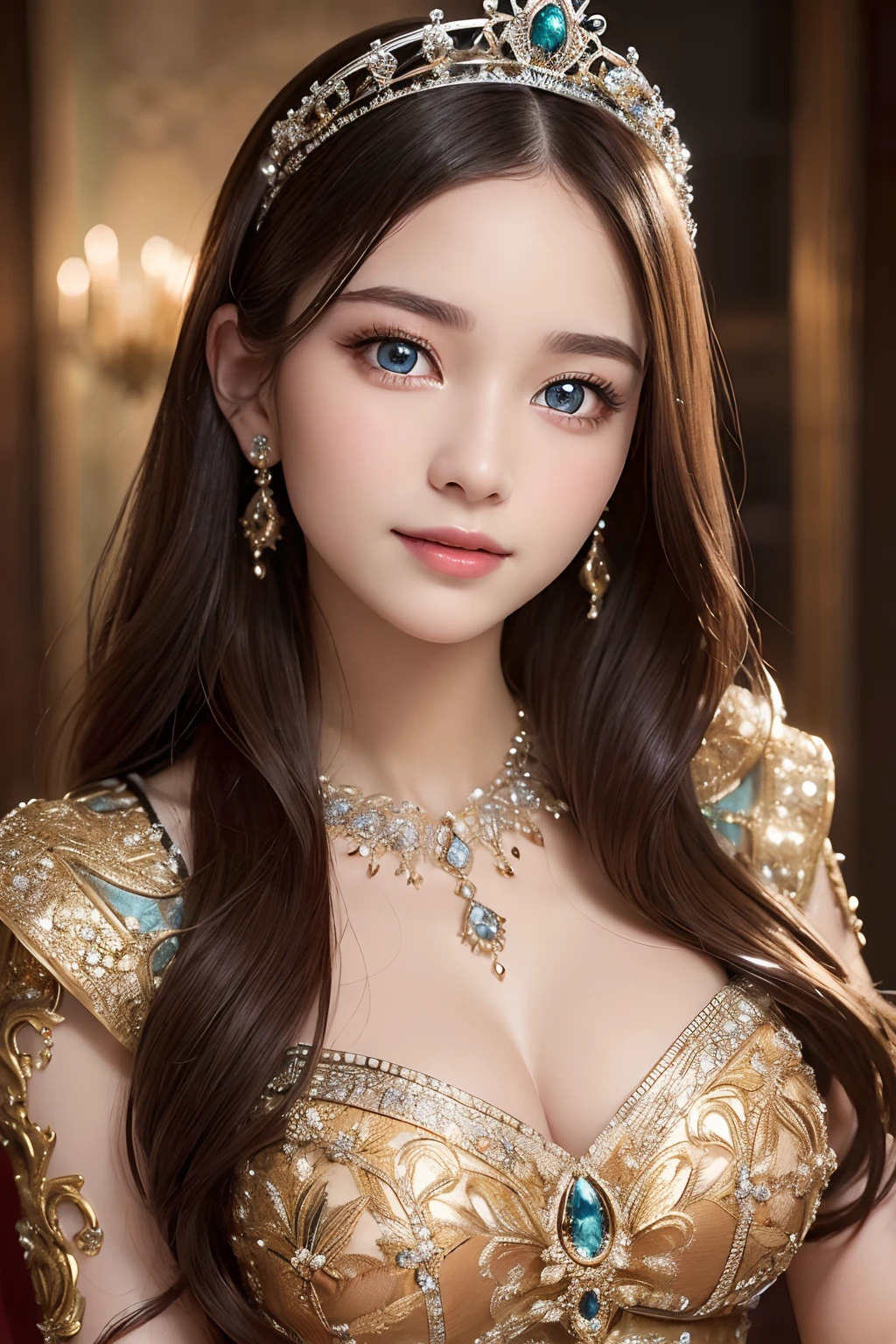 masterpiece, best quality, ultra detailed, highres,8k,BREAK,20 years old,girl,brown hair ,face focus, smile,