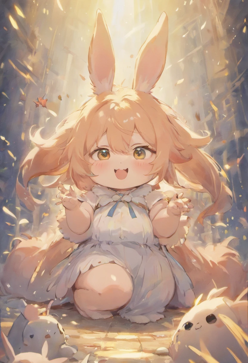 "Cute fluffy chubby fantasy bunny creature"